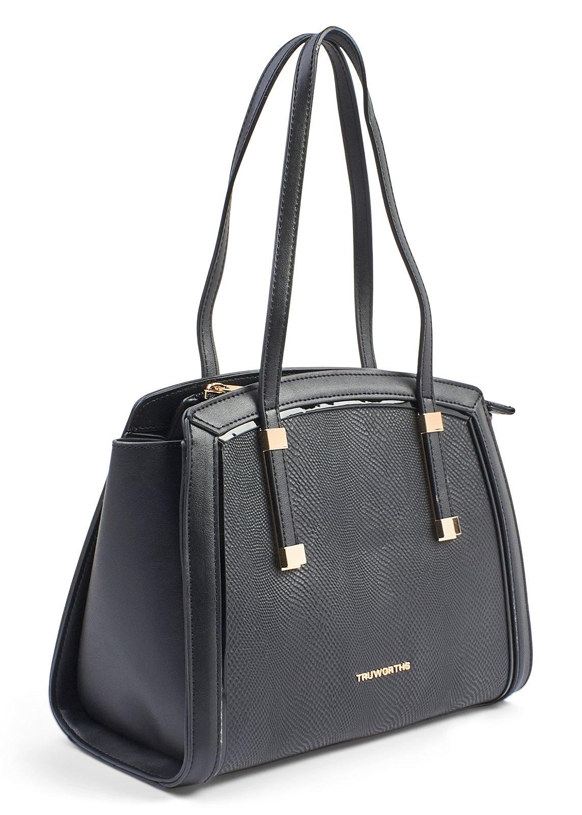 Black Textured Faux Leather Tote Bag | Bags & Purses | Truworths