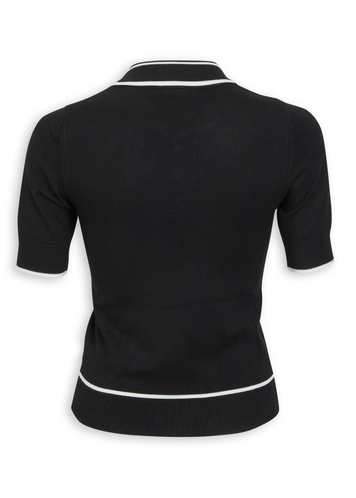 Black Tipped Knit Polo Top | Women's Tops | Truworths