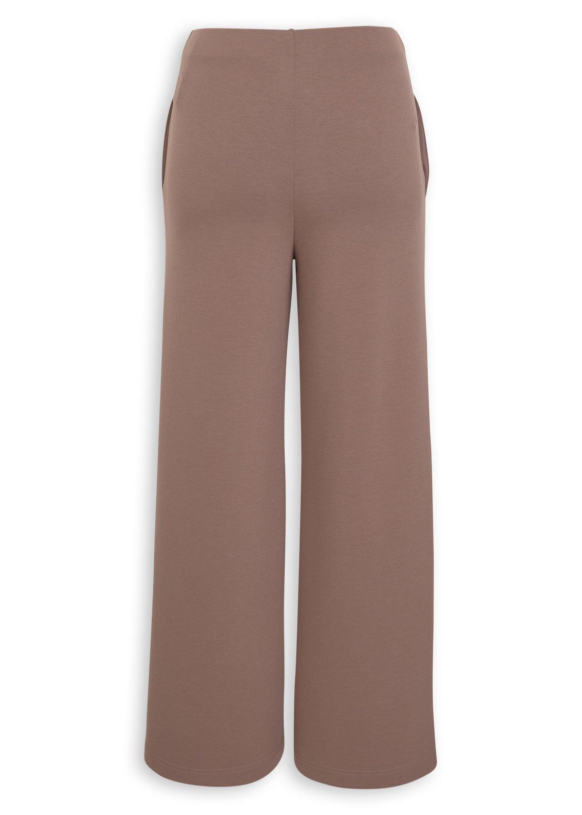 Mauve Pink Scuba Knit Wide Leg Pants (3273600) | Basix
