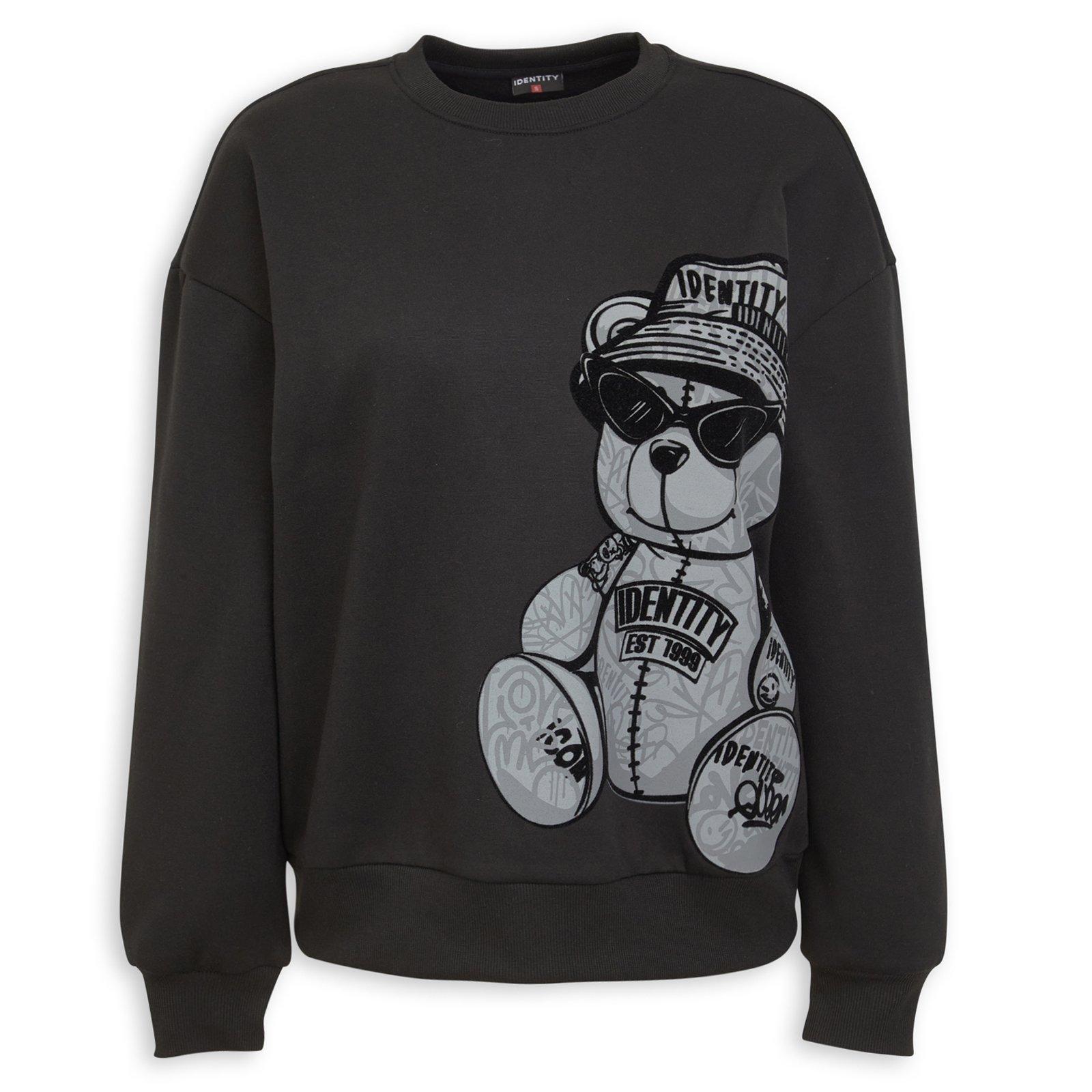 Black Graphic Poly Fleece Crew (3274013) | Identity
