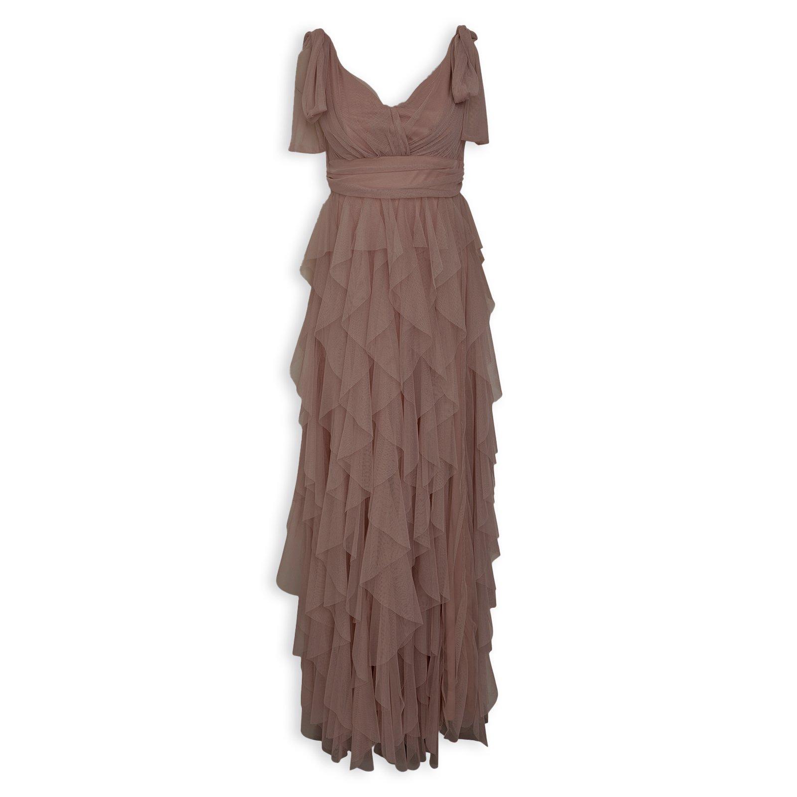 Chocolate Pleat Ruffle Dress (3274184) | Ruald Rheeder Ladies