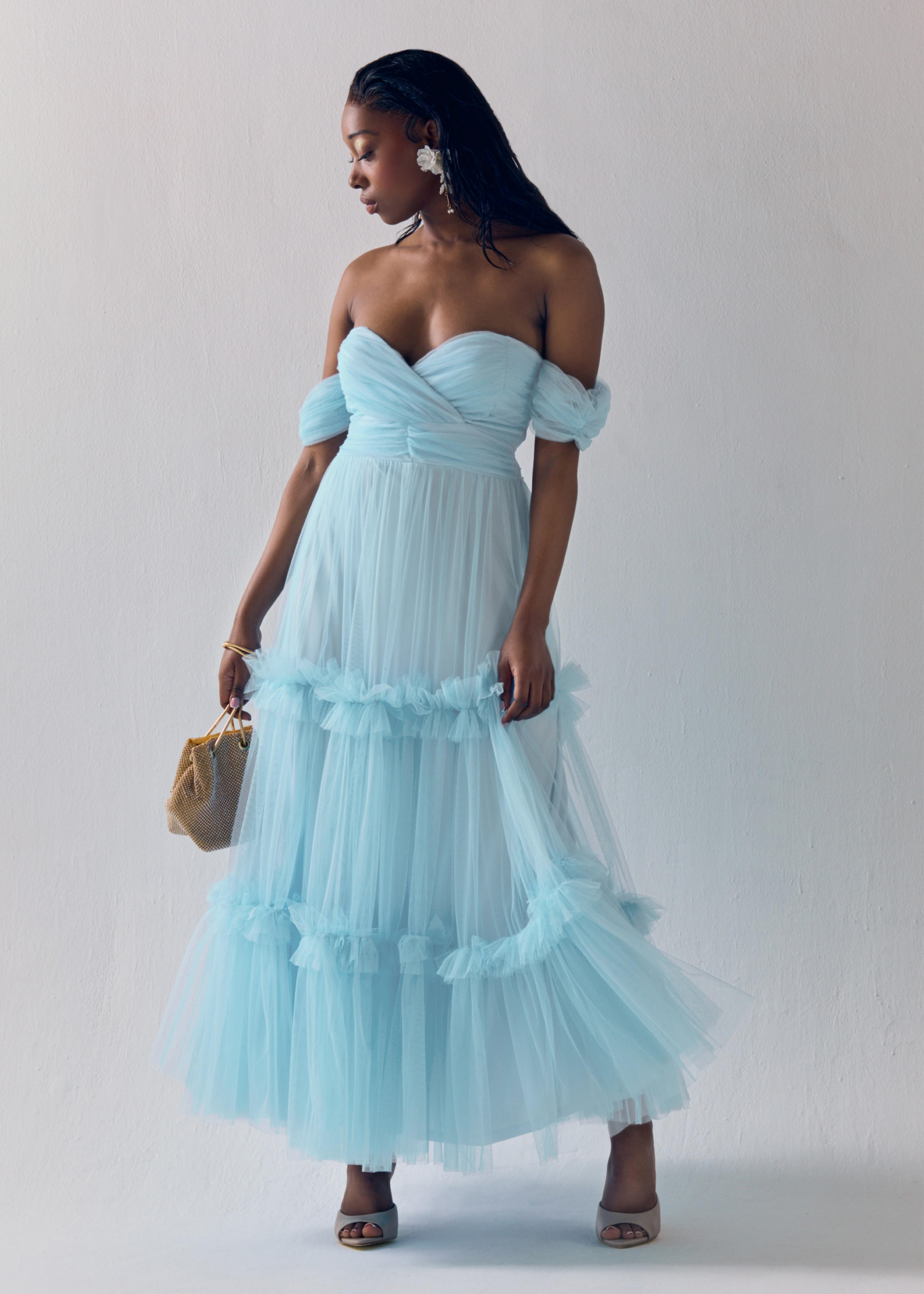 Blue Tulle Tiered Dress (3274726) | Arlow