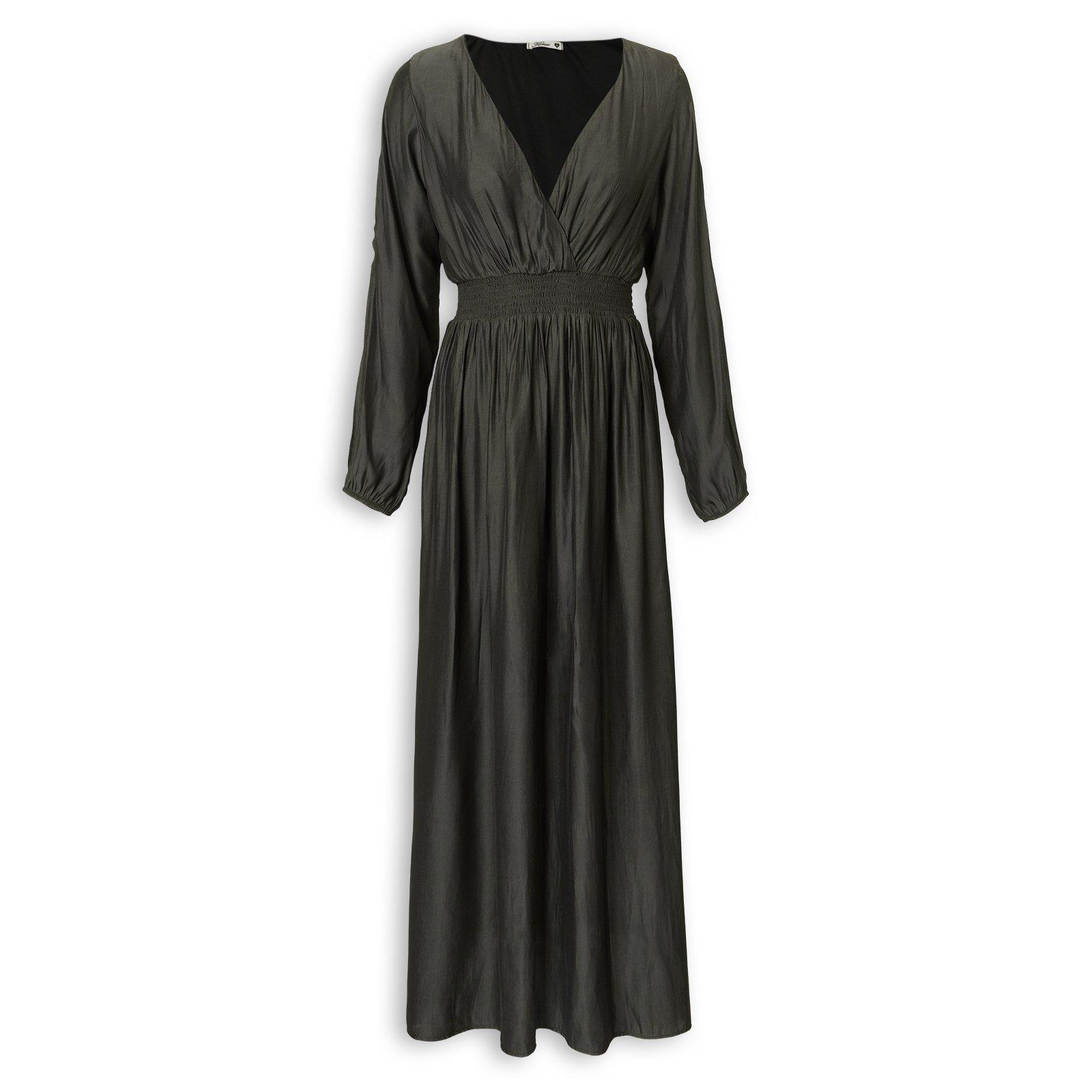 Black Long Sleeve Satin Maxi Dress (3275519) | Kameo