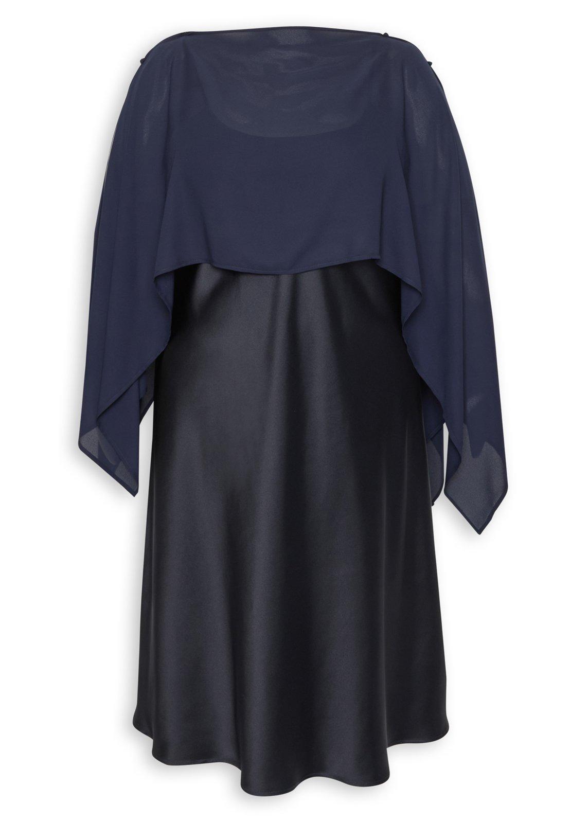 Navy & Black Cape Plus Size Dress