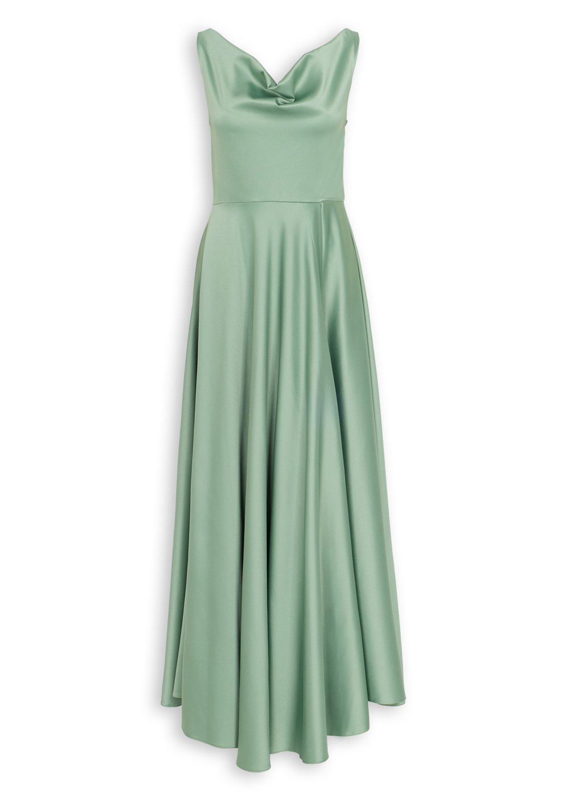 Sage Green Satin Cowl Neck Maxi Dress