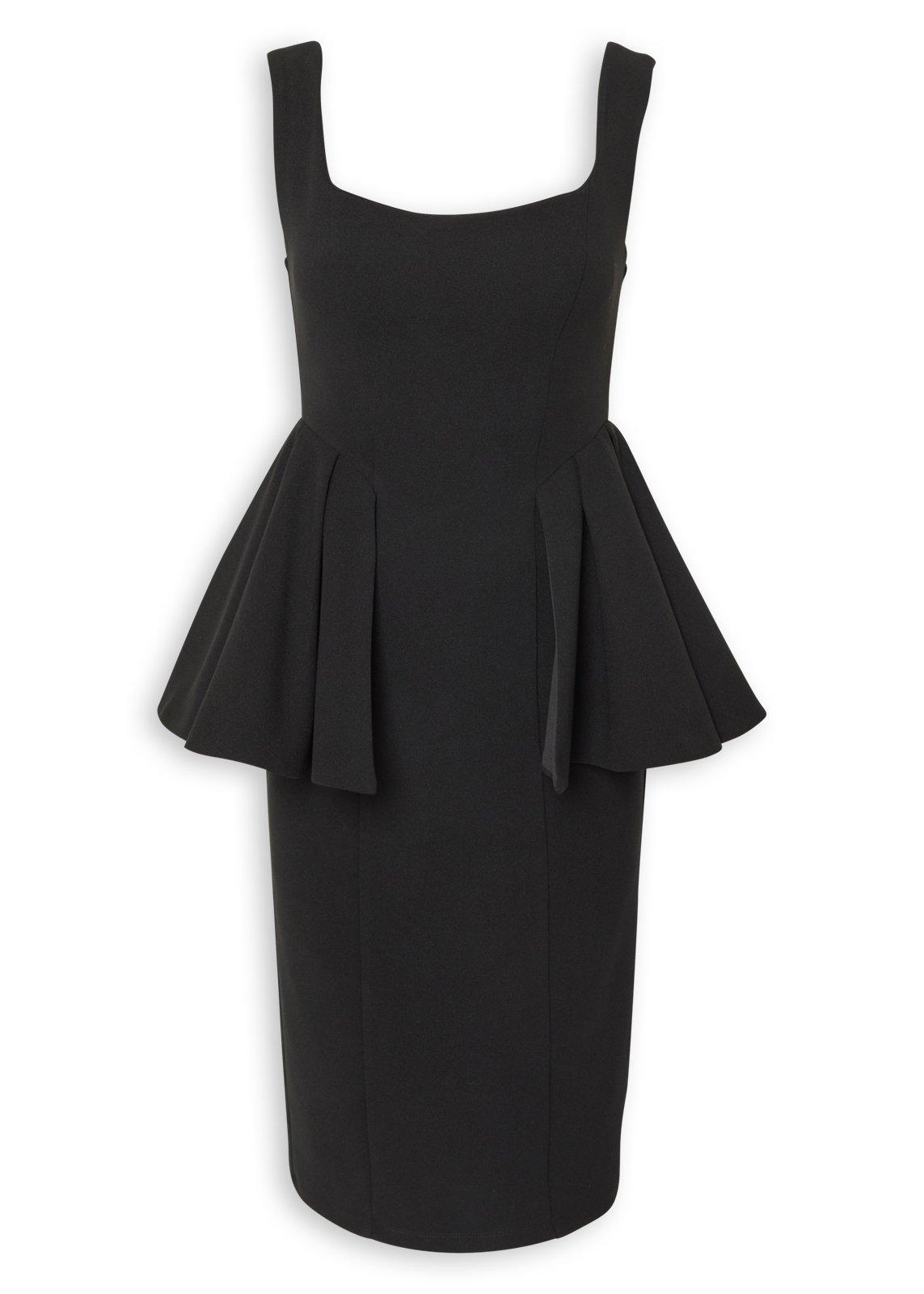 Black Peplum Midi Dress