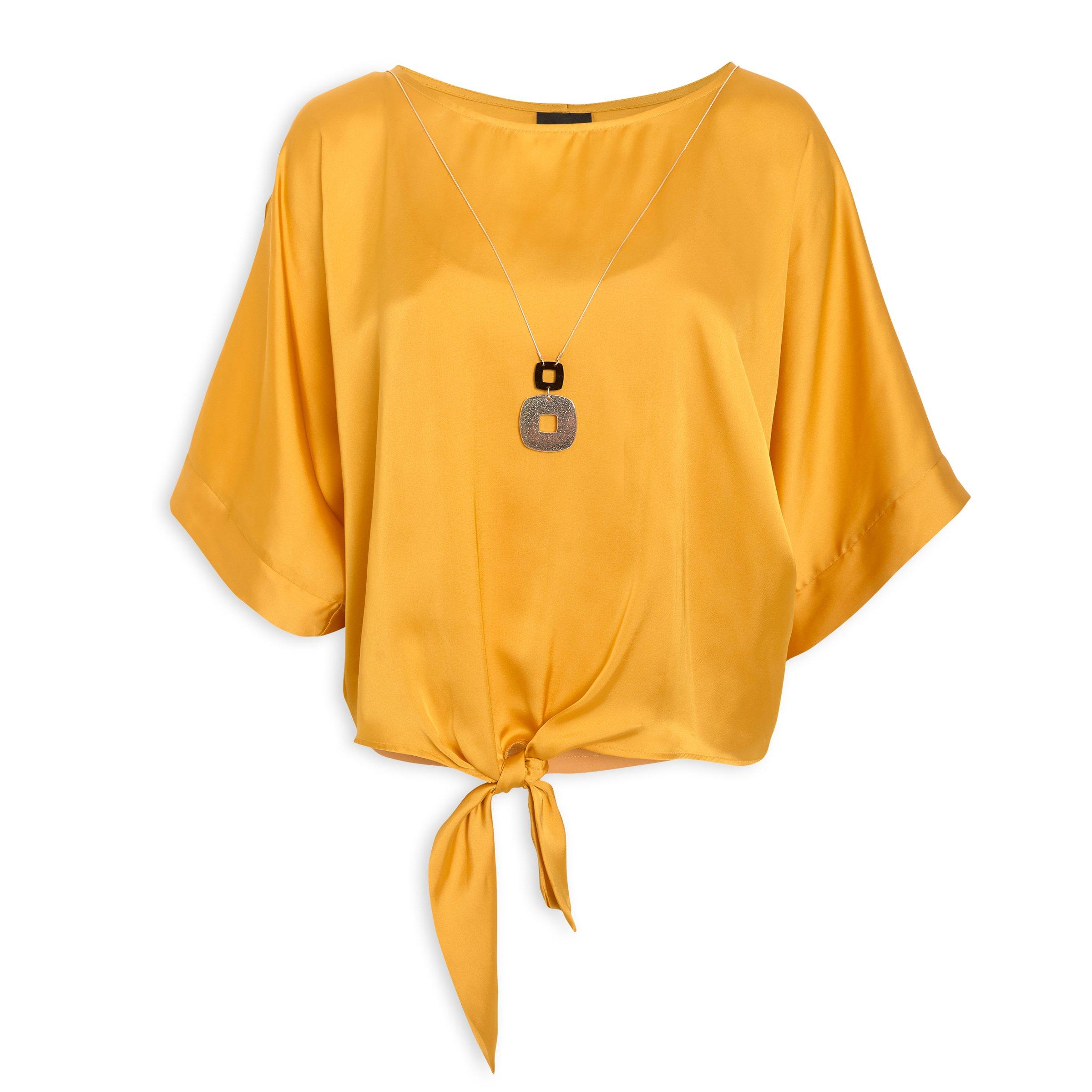 Satin mustard top online