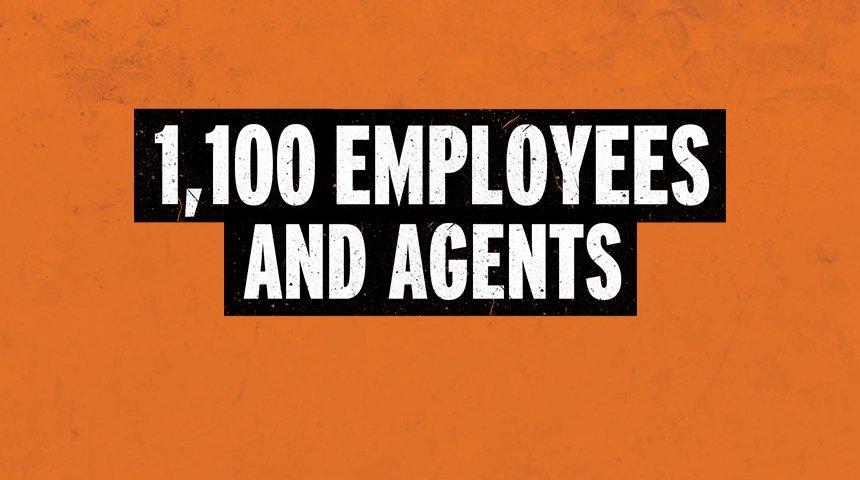 1,100 Employees and Agents