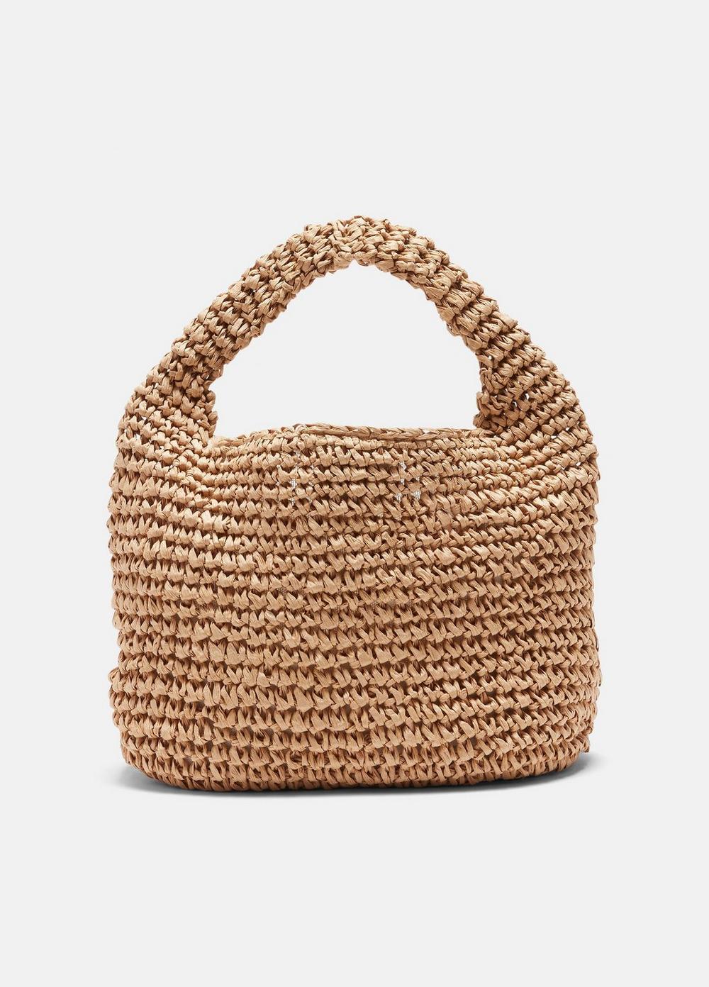 Mini Straw Slouch Bag, Natural Vince
