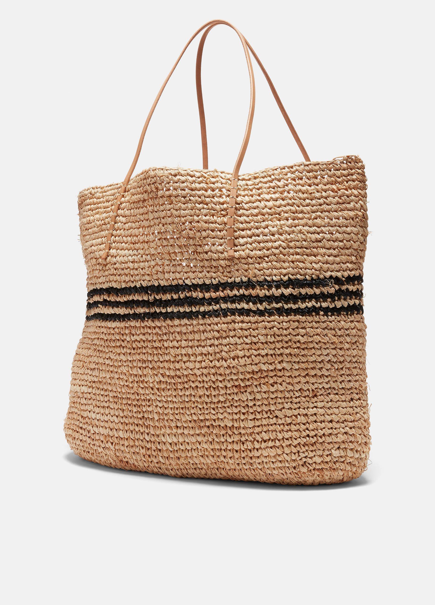 Striped store straw tote