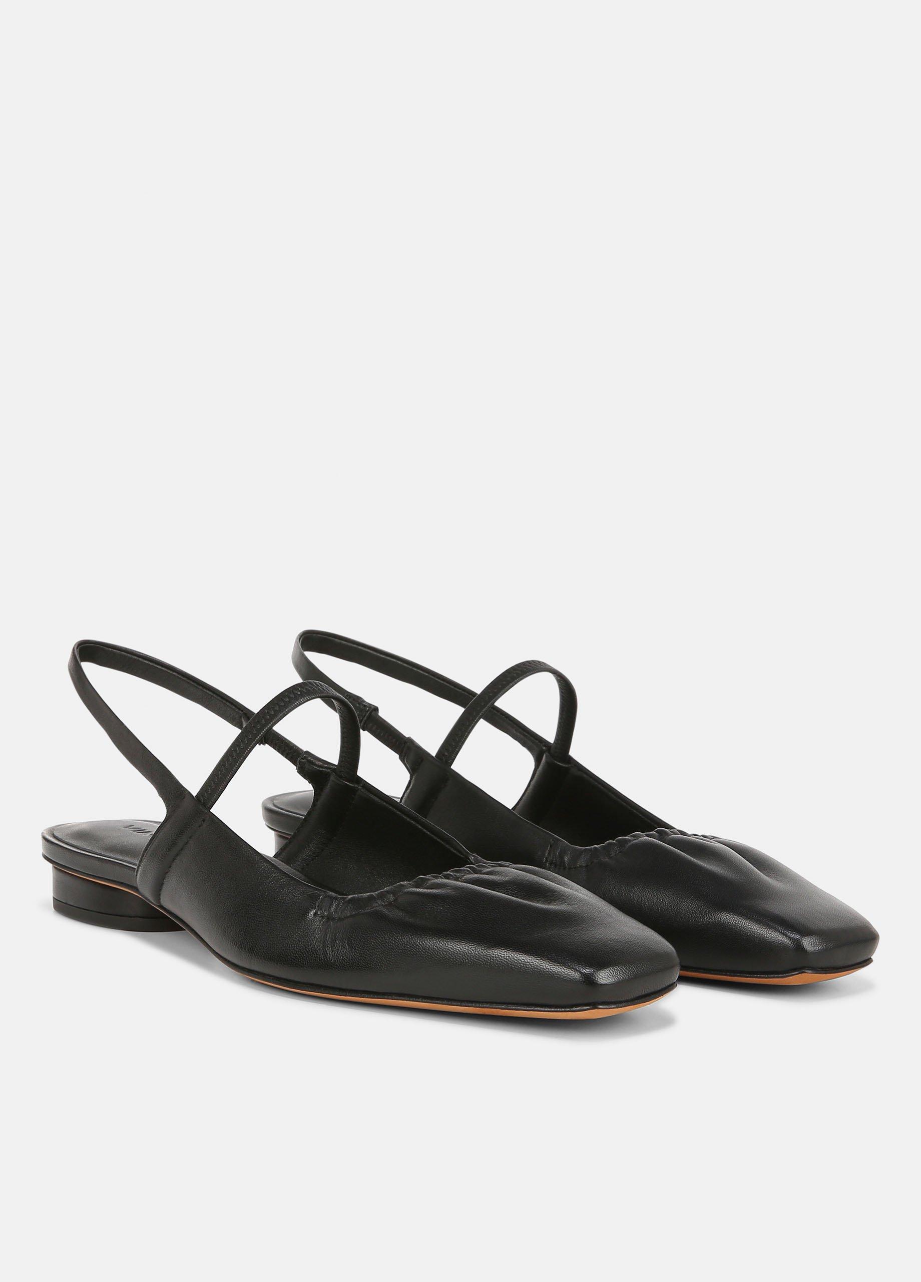 Black leather outlet slingback flats