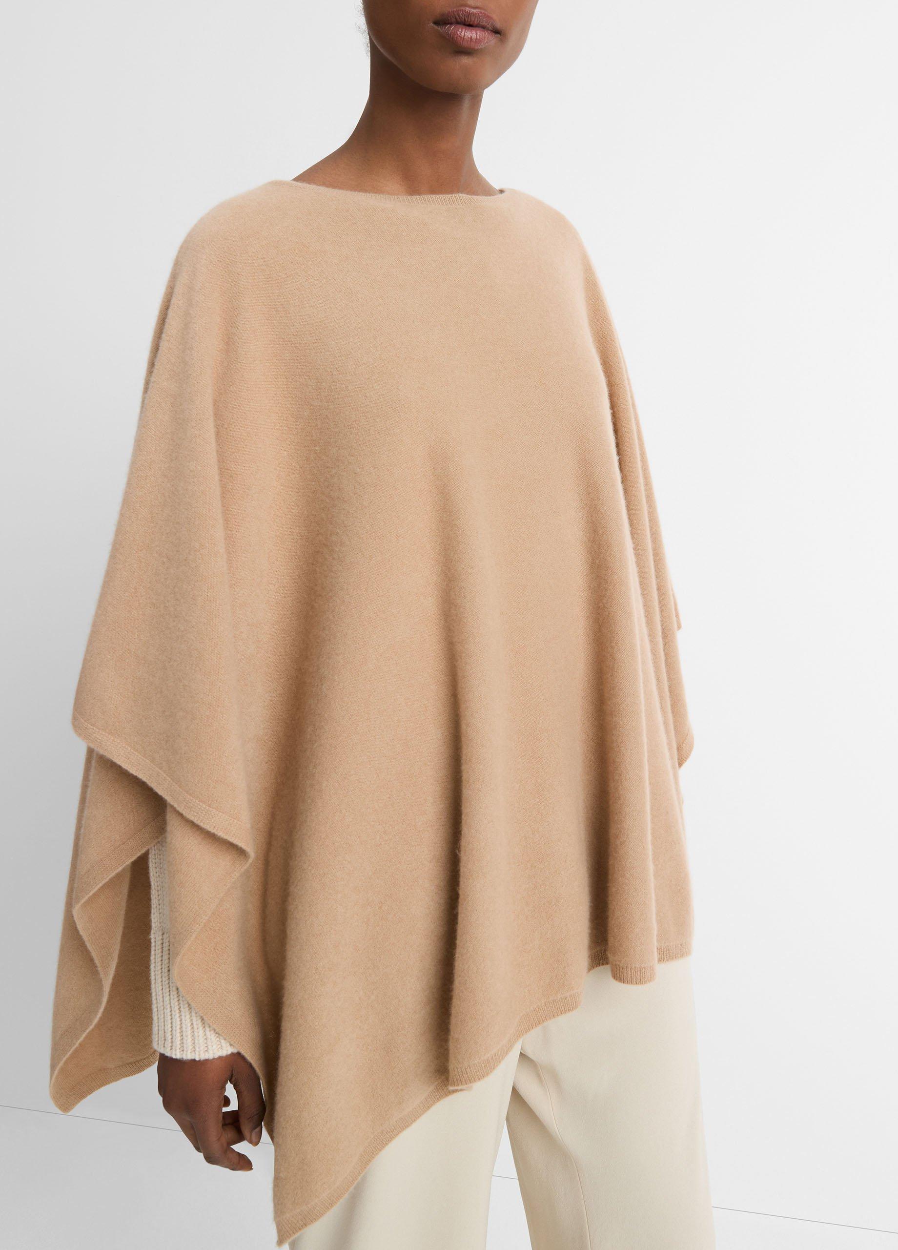 Reverse-Jersey Cashmere Boat-Neck Poncho in Sweaters | Vince