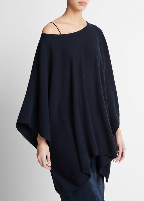 Reverse-Jersey Cashmere Boat-Neck Poncho