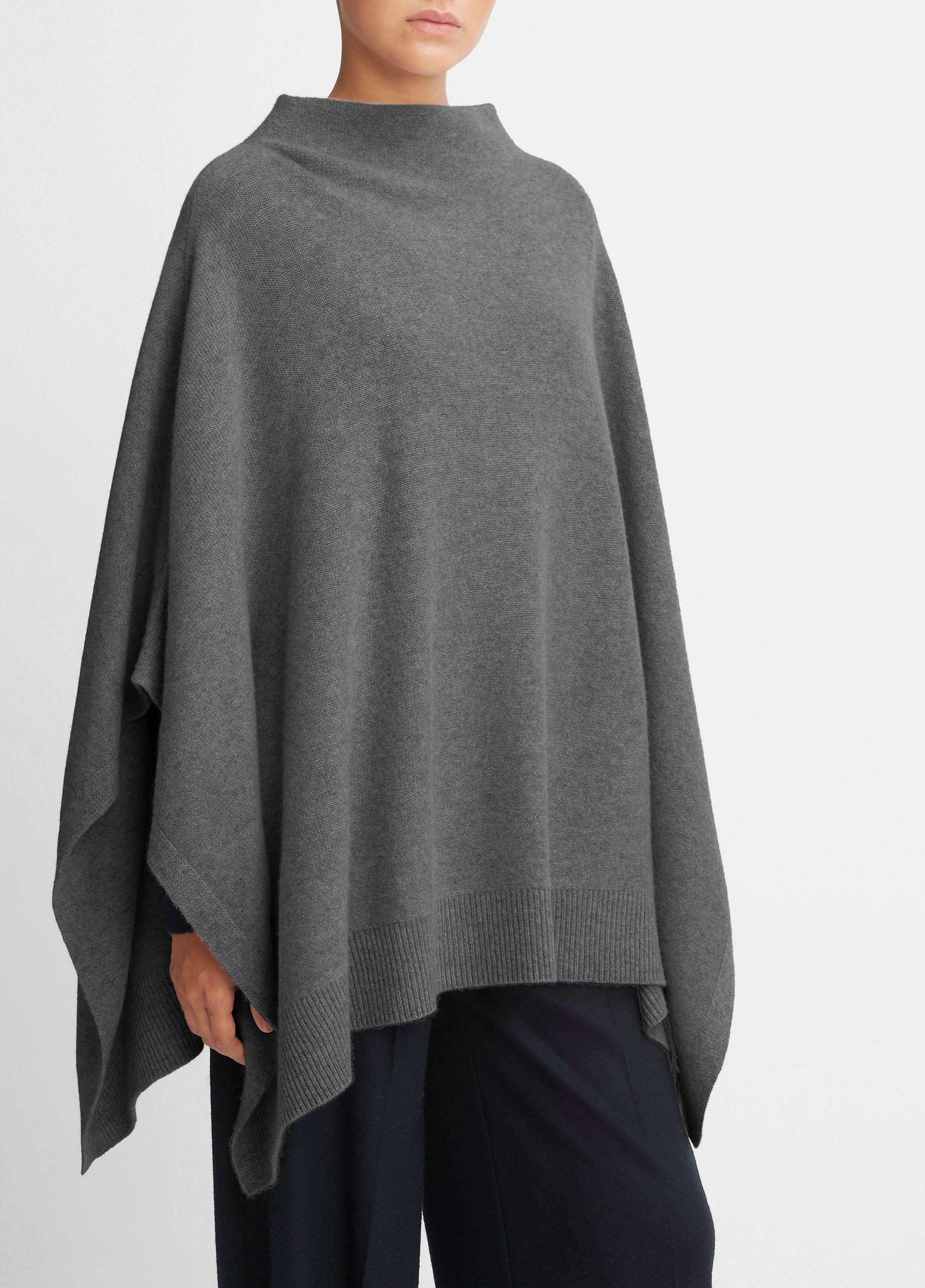 Merino Wool-Cashmere Funnel-Neck Poncho