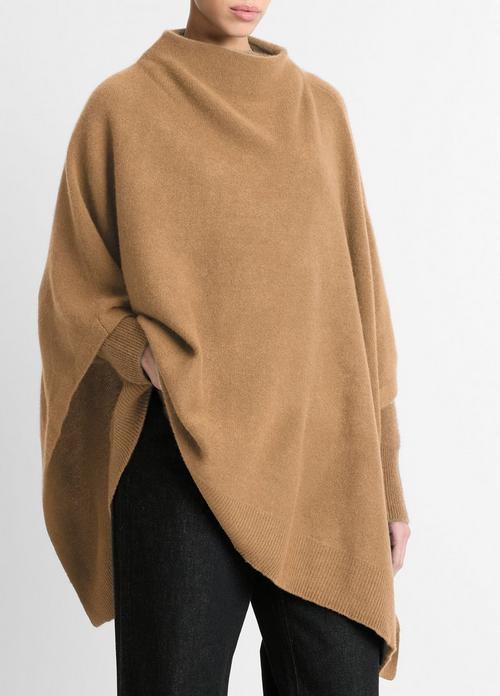 Merino Wool-Cashmere Funnel-Neck Poncho