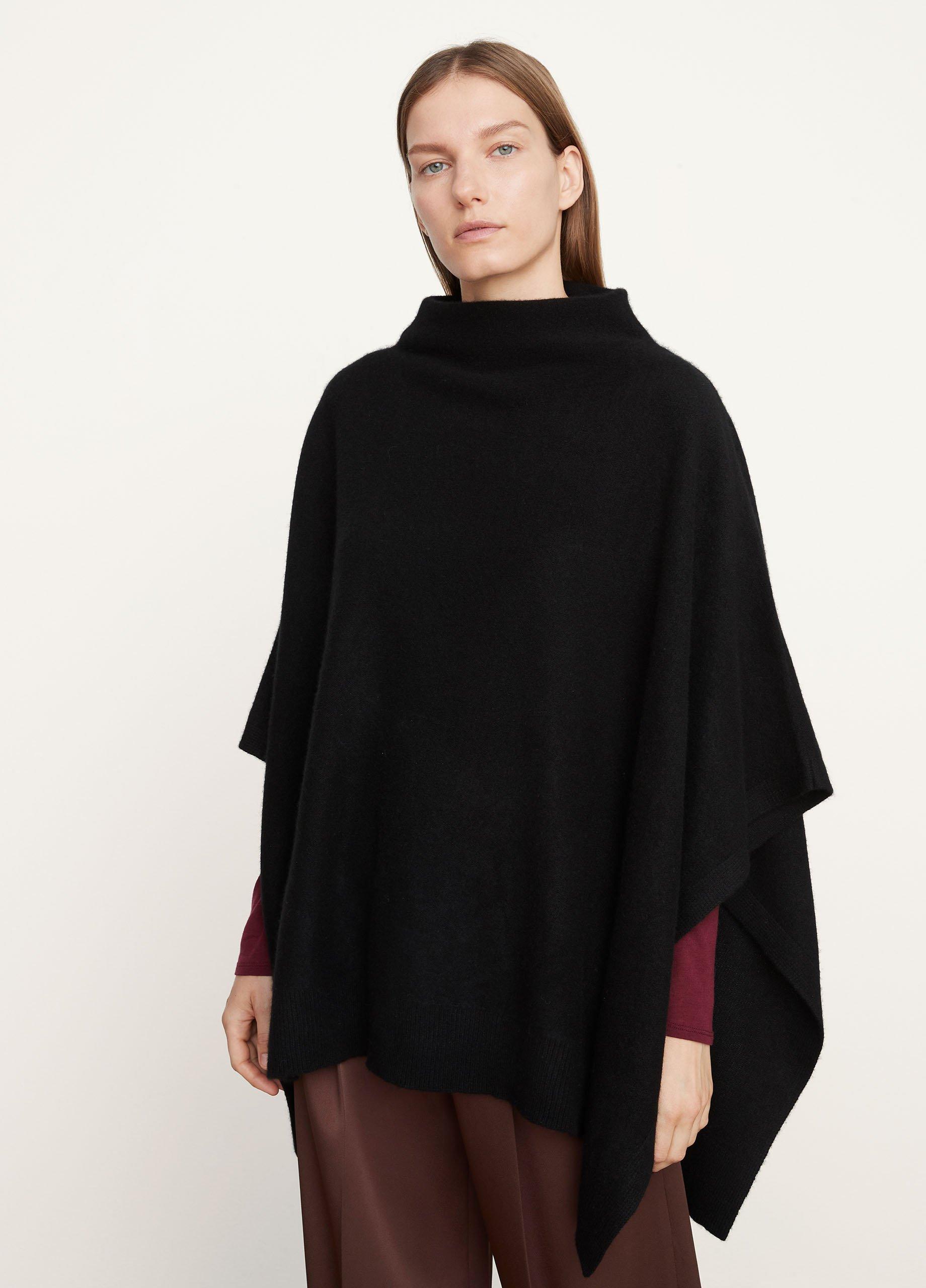 Plush Cashmere Funnel Neck Poncho image number 0