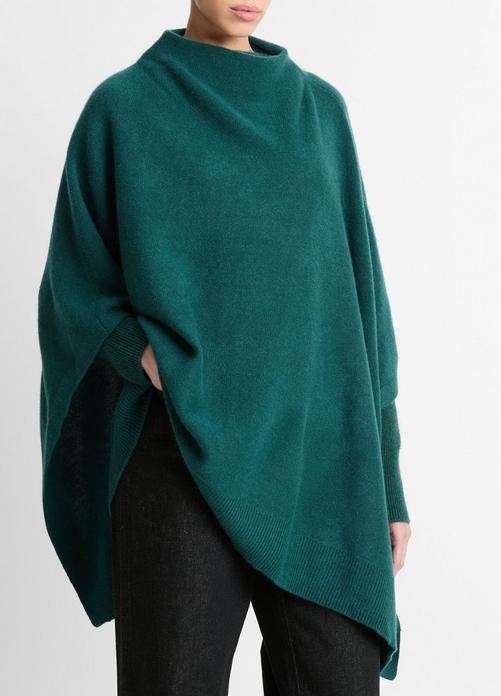 Plush Cashmere Funnel Neck Poncho