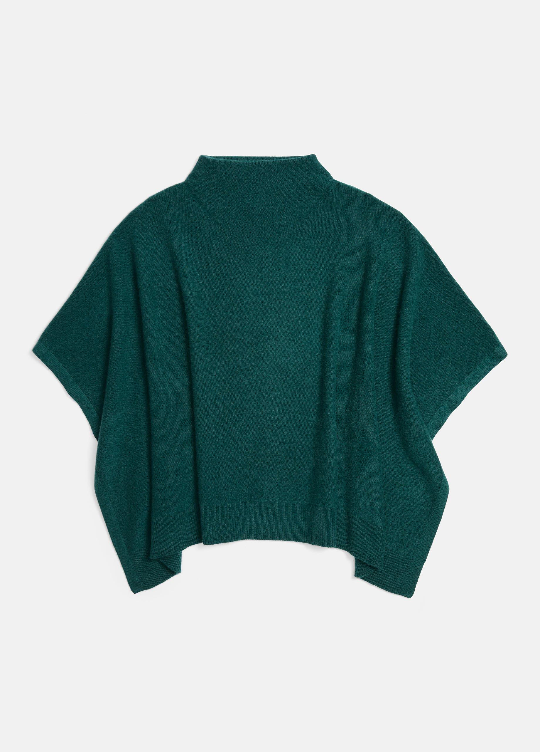 Plush Cashmere Funnel Neck Poncho image number 1