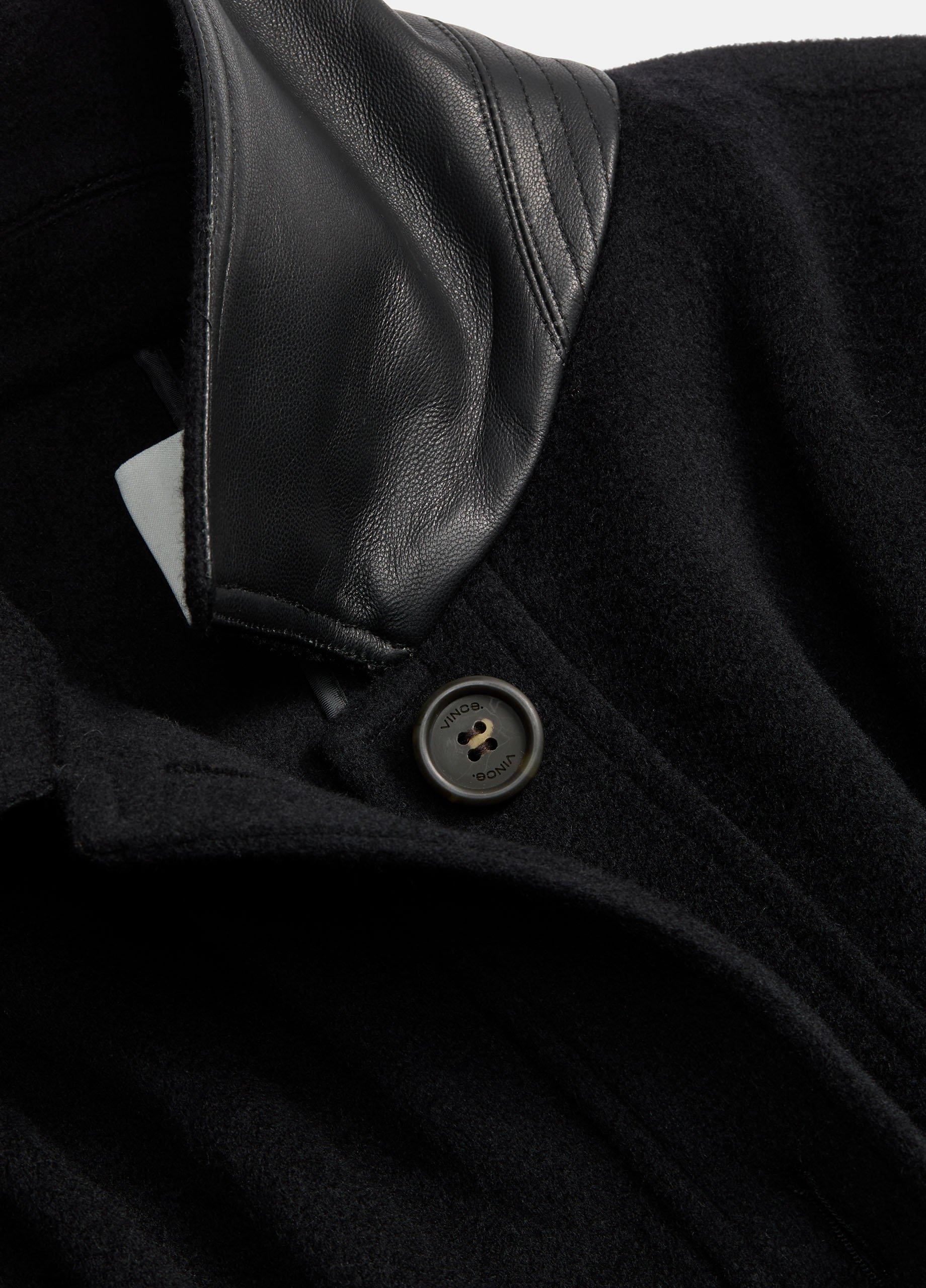 Leather-Trim Wool Cape image number 2