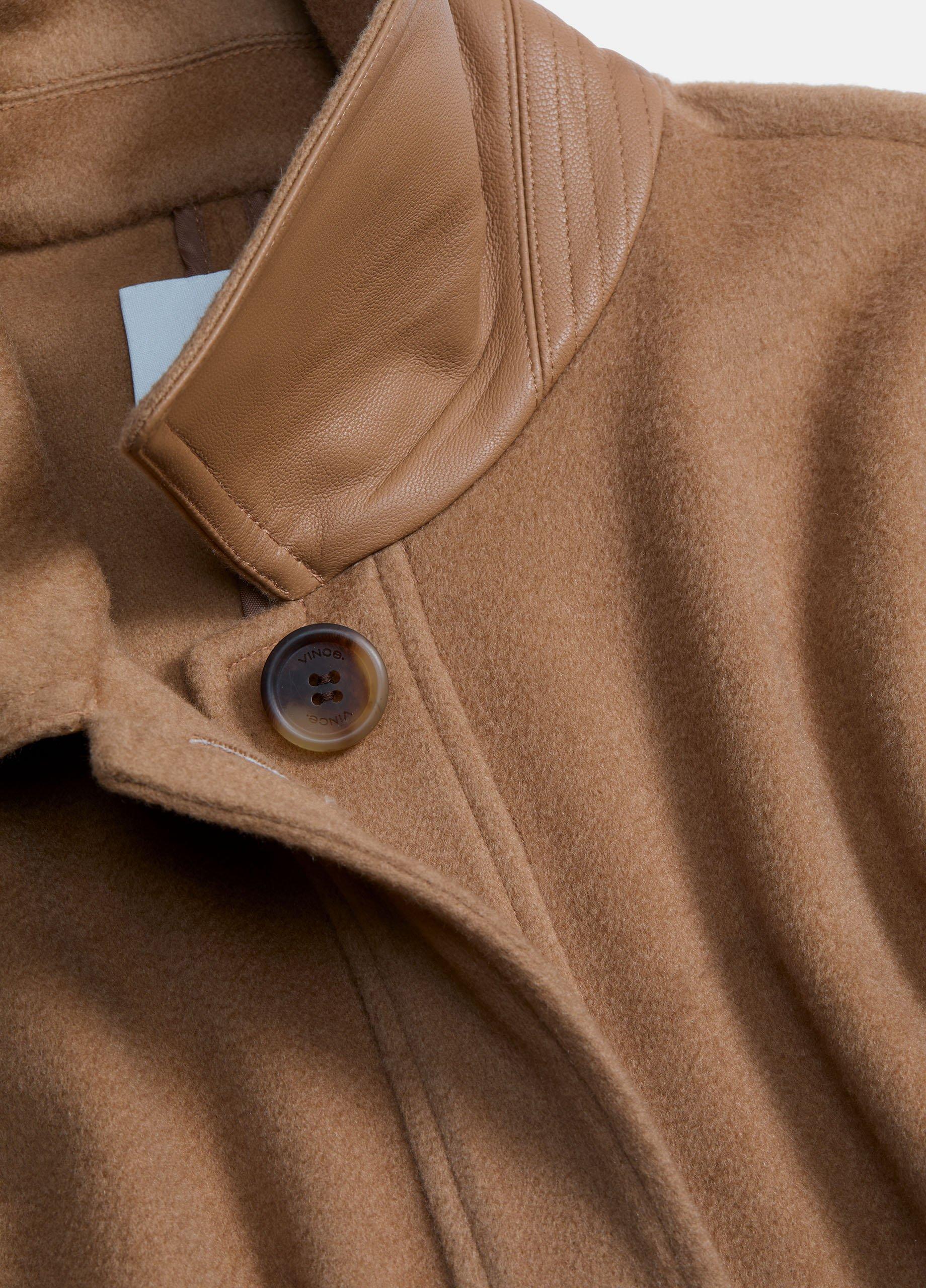 Leather-Trim Wool Cape in Accessories | Vince