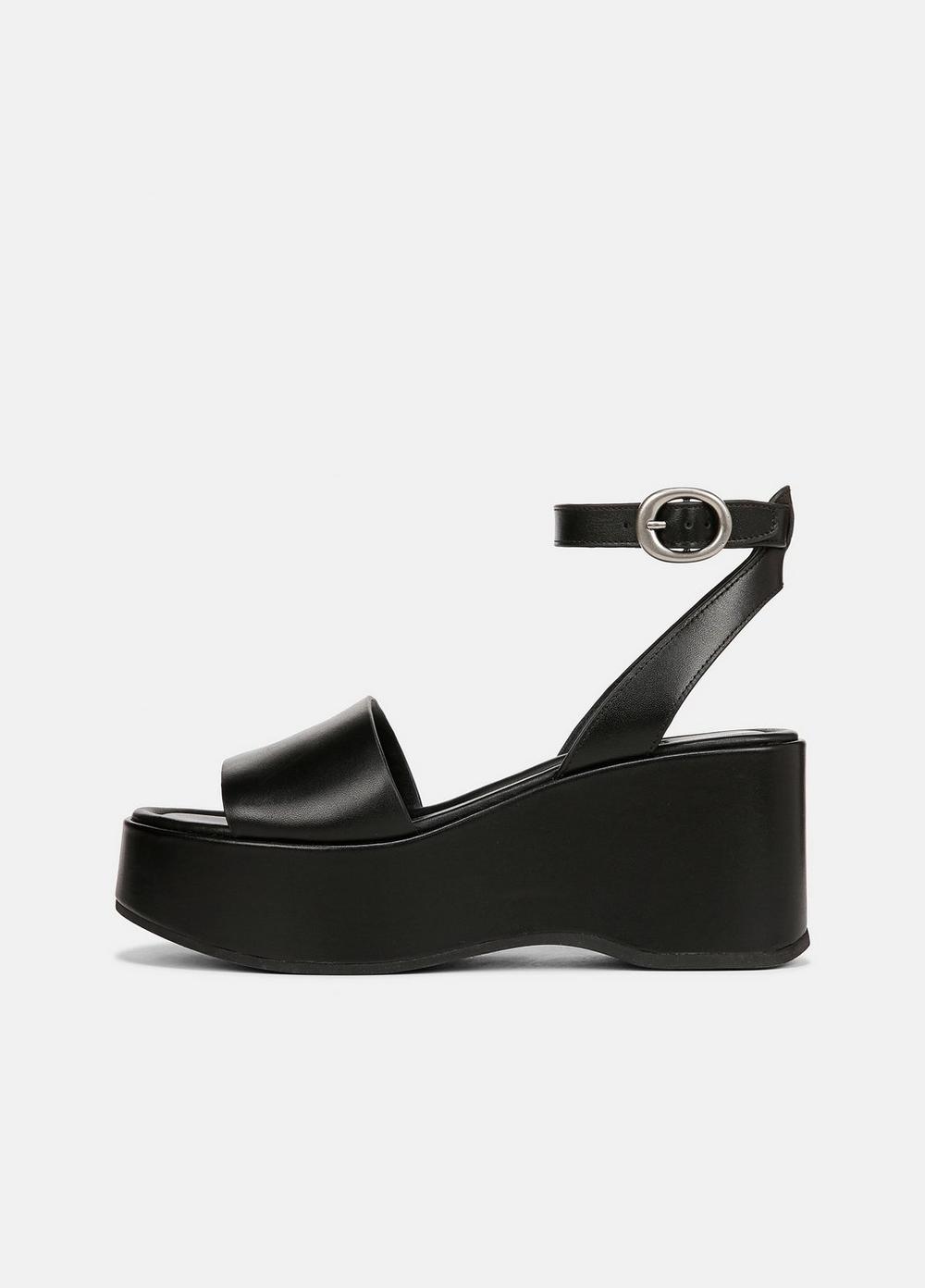 Phillipa Leather Platform Sandal, Black, Size 11 Vince