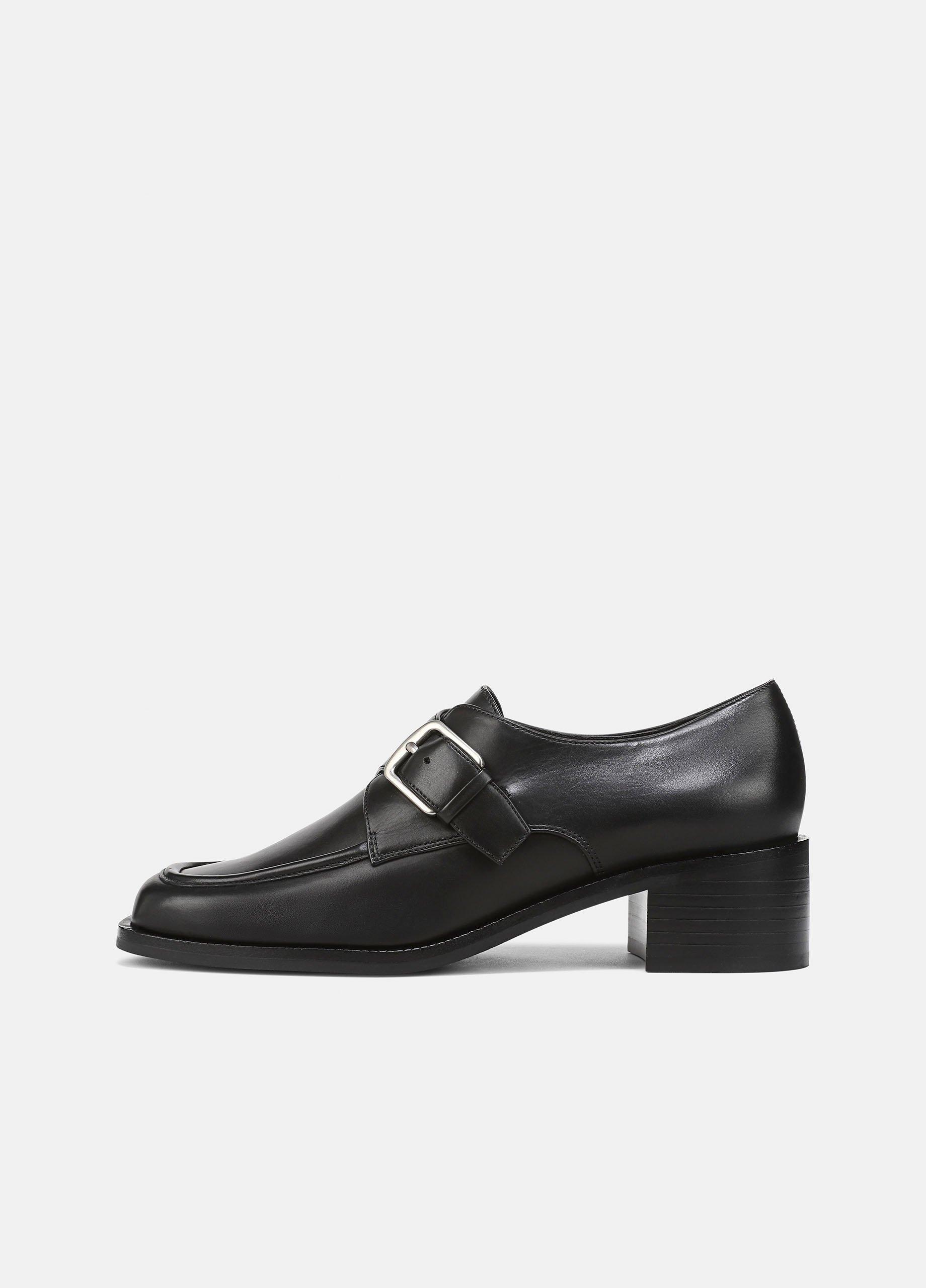 Lennox Leather Heeled Monk-Strap Loafer