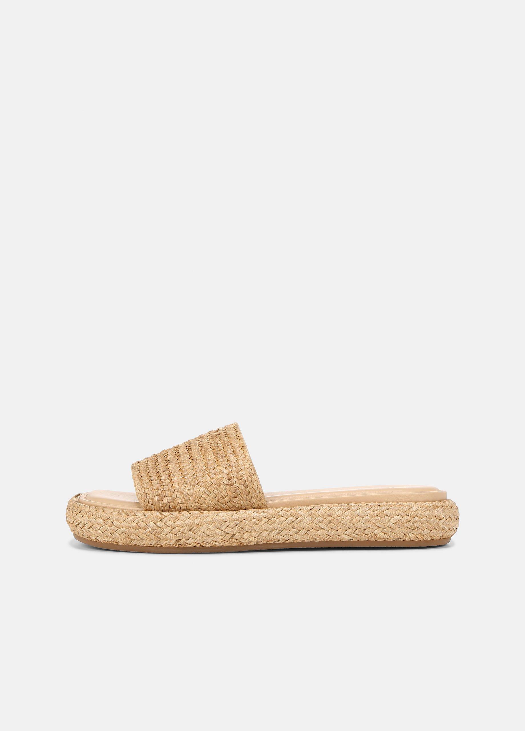 Eva Woven Slide Sandal, Toasted Wheat, Size 9 Vince