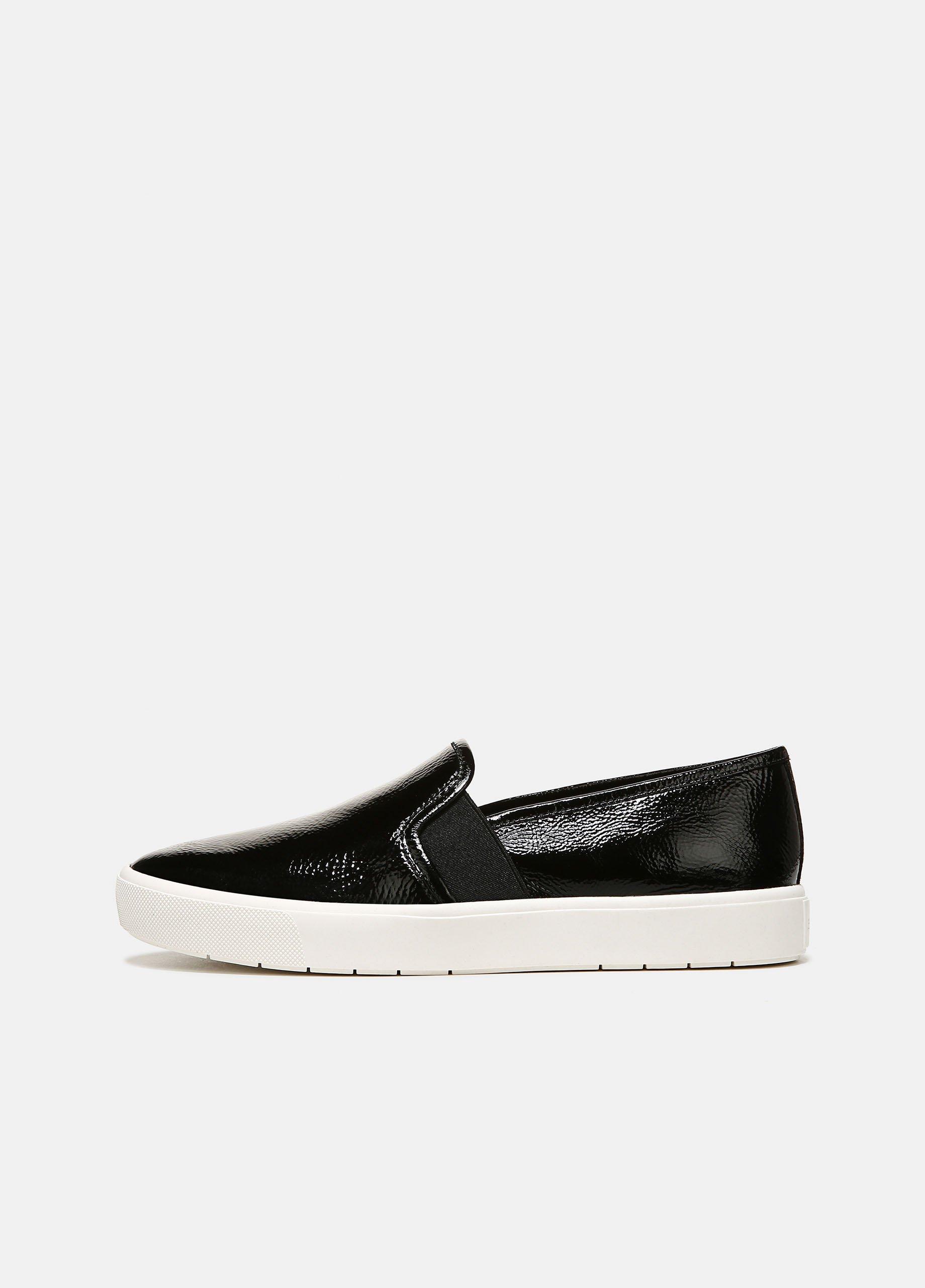 Vince black leather hot sale slip on sneakers