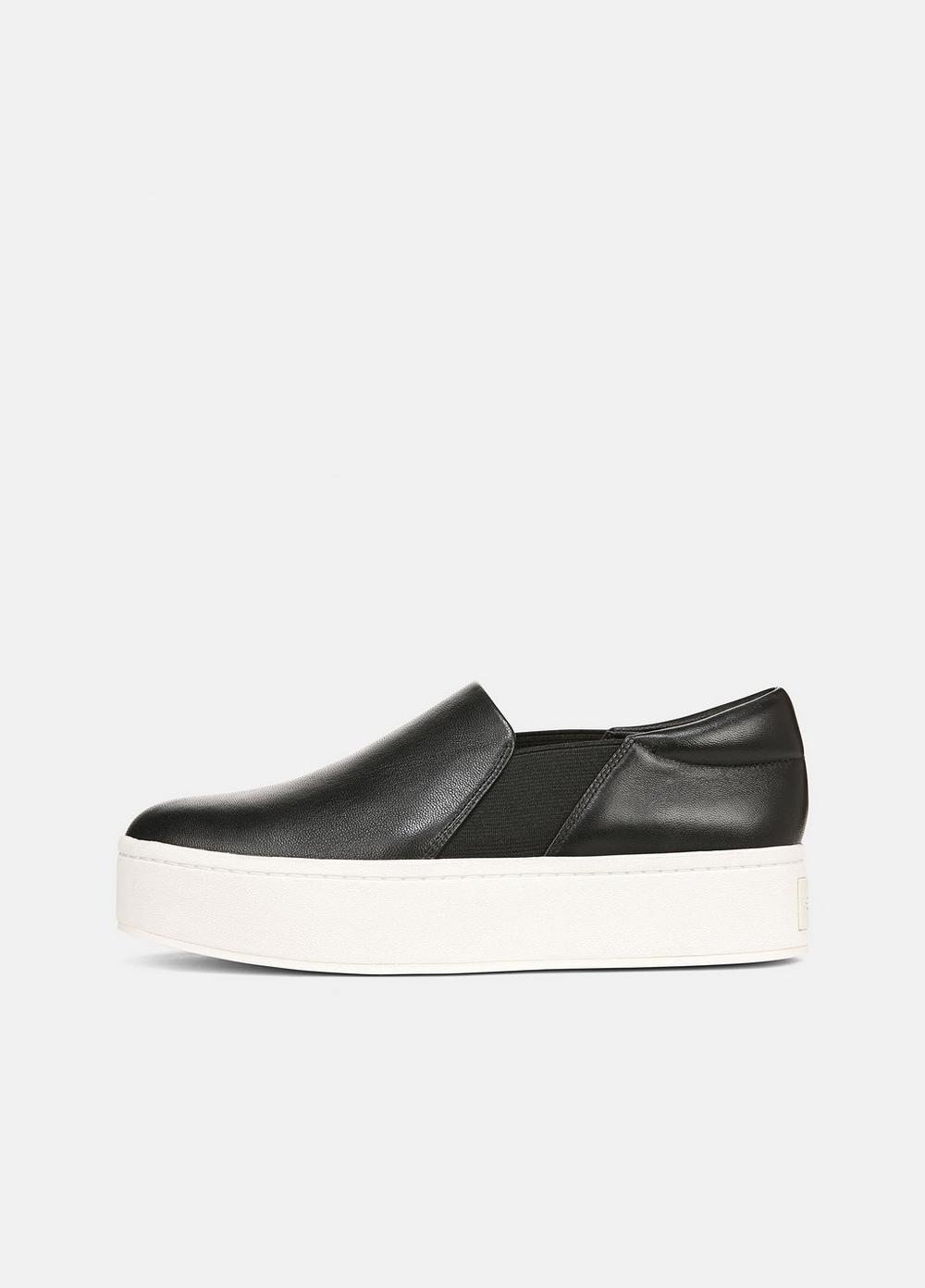 Warren Leather Sneaker, Black, Size 5.5 Vince