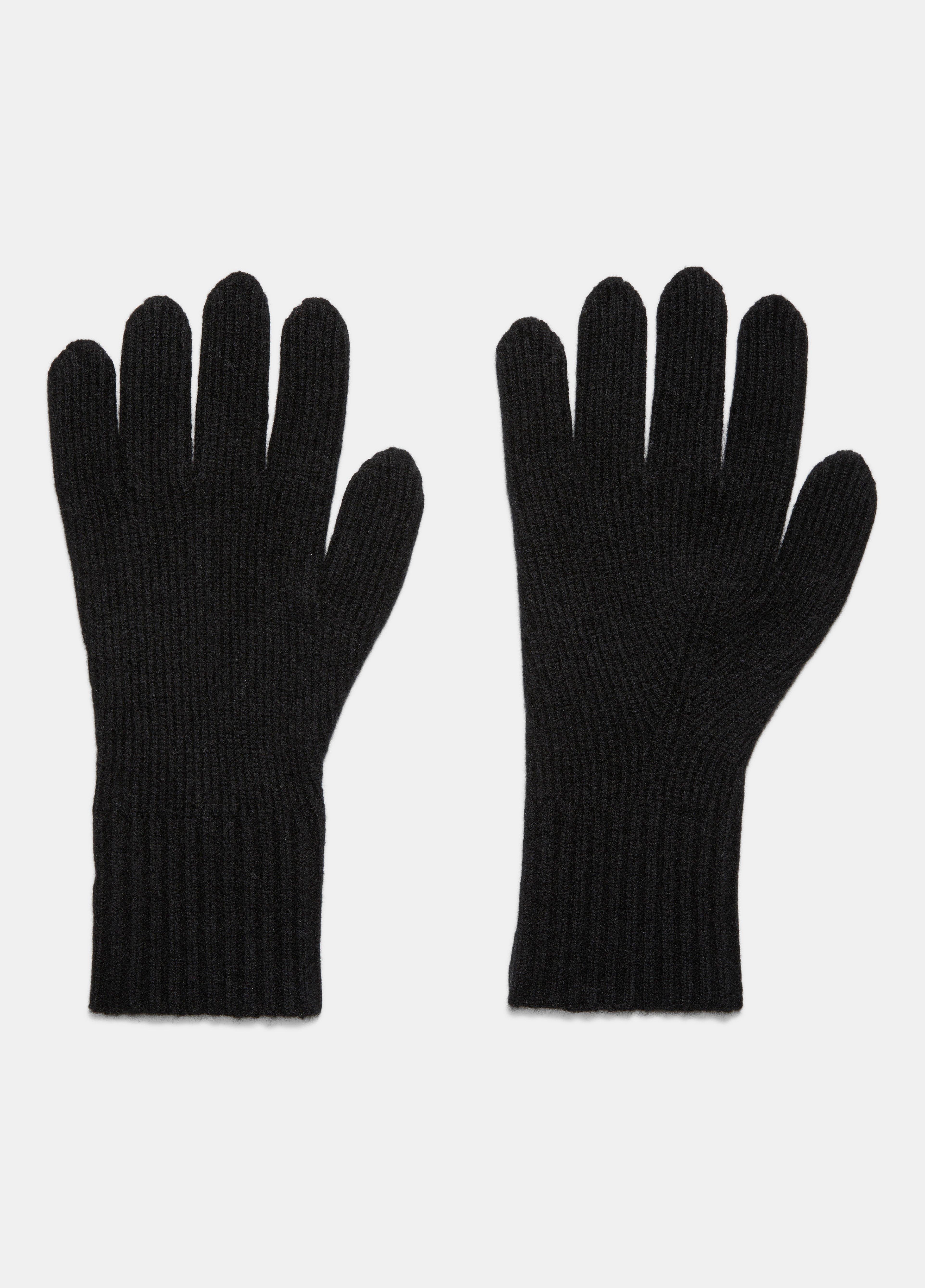 Men's Wool-Cashmere Shaker-stitch Glove, Black Vince