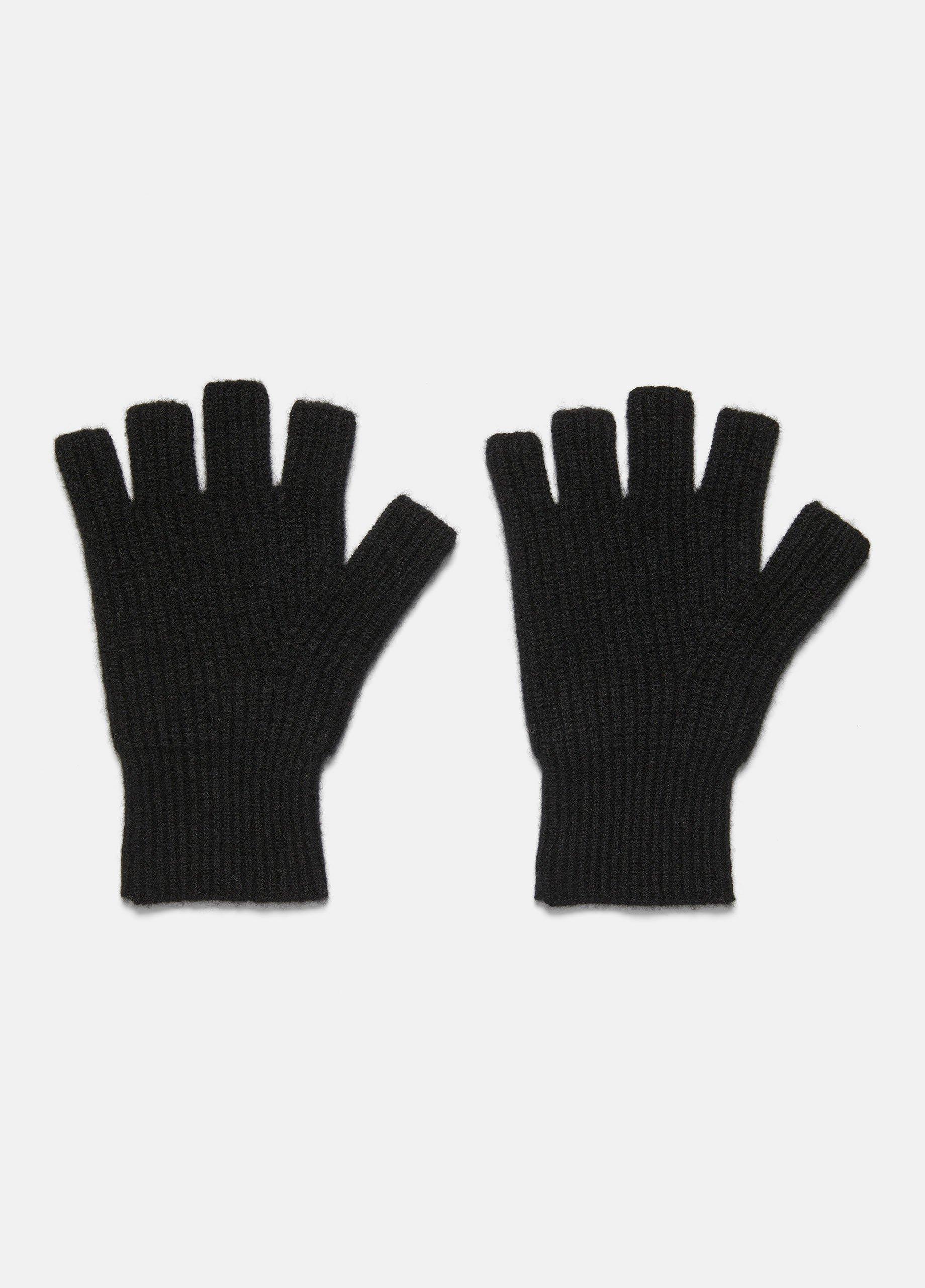 Women's Plush Cashmere Rib-Knit Fingerless Glove, Black Vince