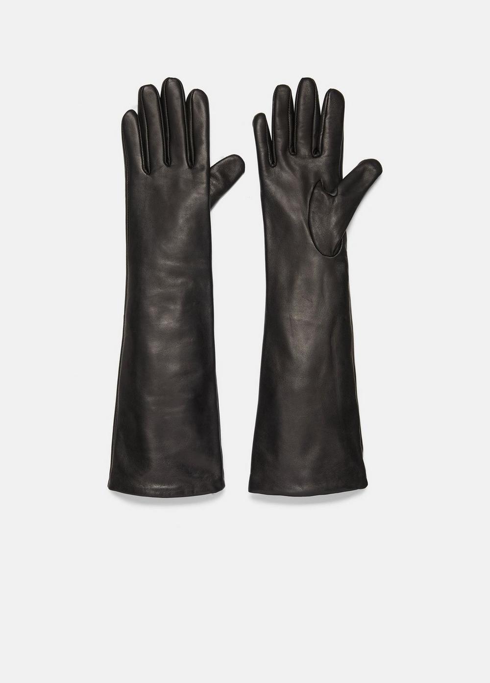 Cashmere-Lined Long Leather Glove, Black, Size S Vince