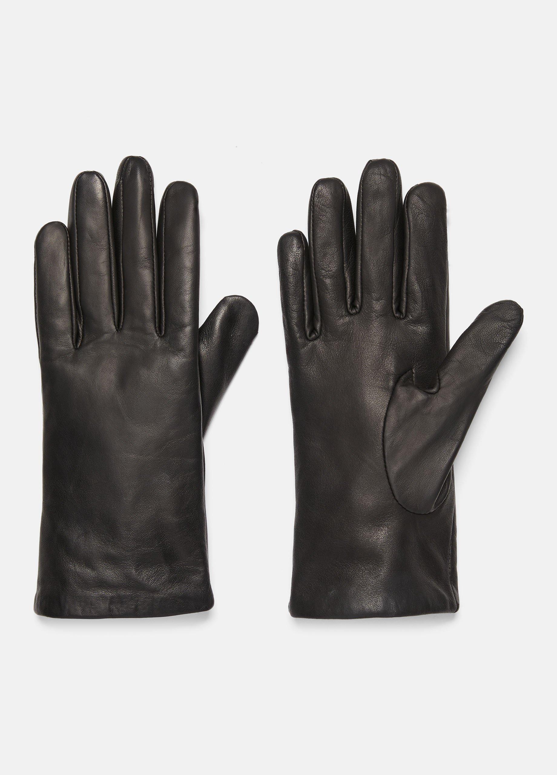 Women's Cashmere-Lined Short Leather Glove, Black, Size L Vince