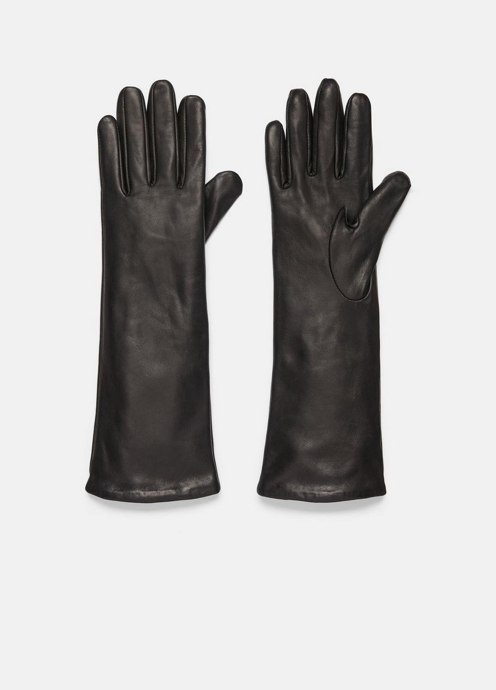 Cashmere-Lined Medium Leather Glove, Black, Size M Vince