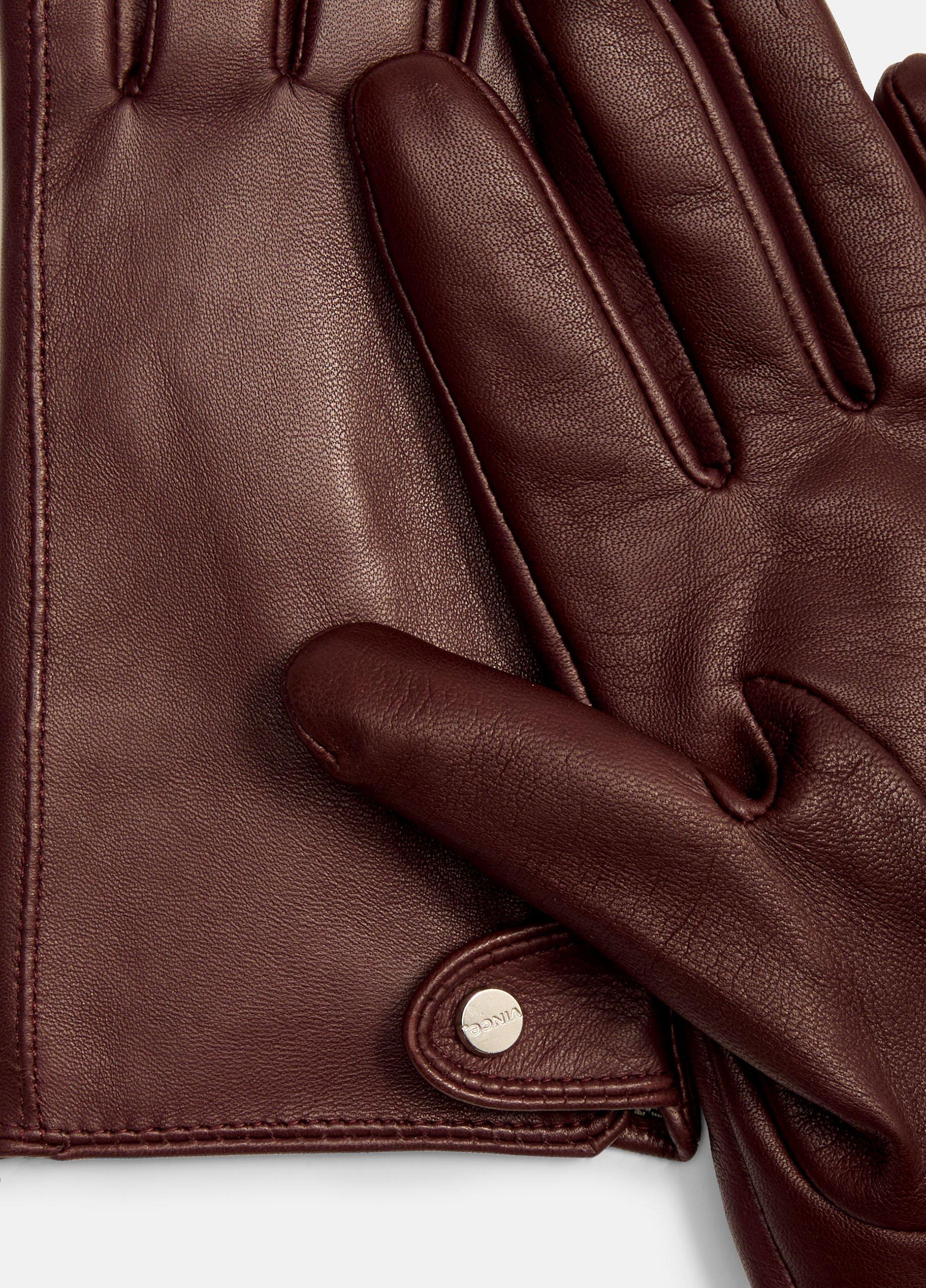 Cashmere-Lined Leather Snap Glove image number 1