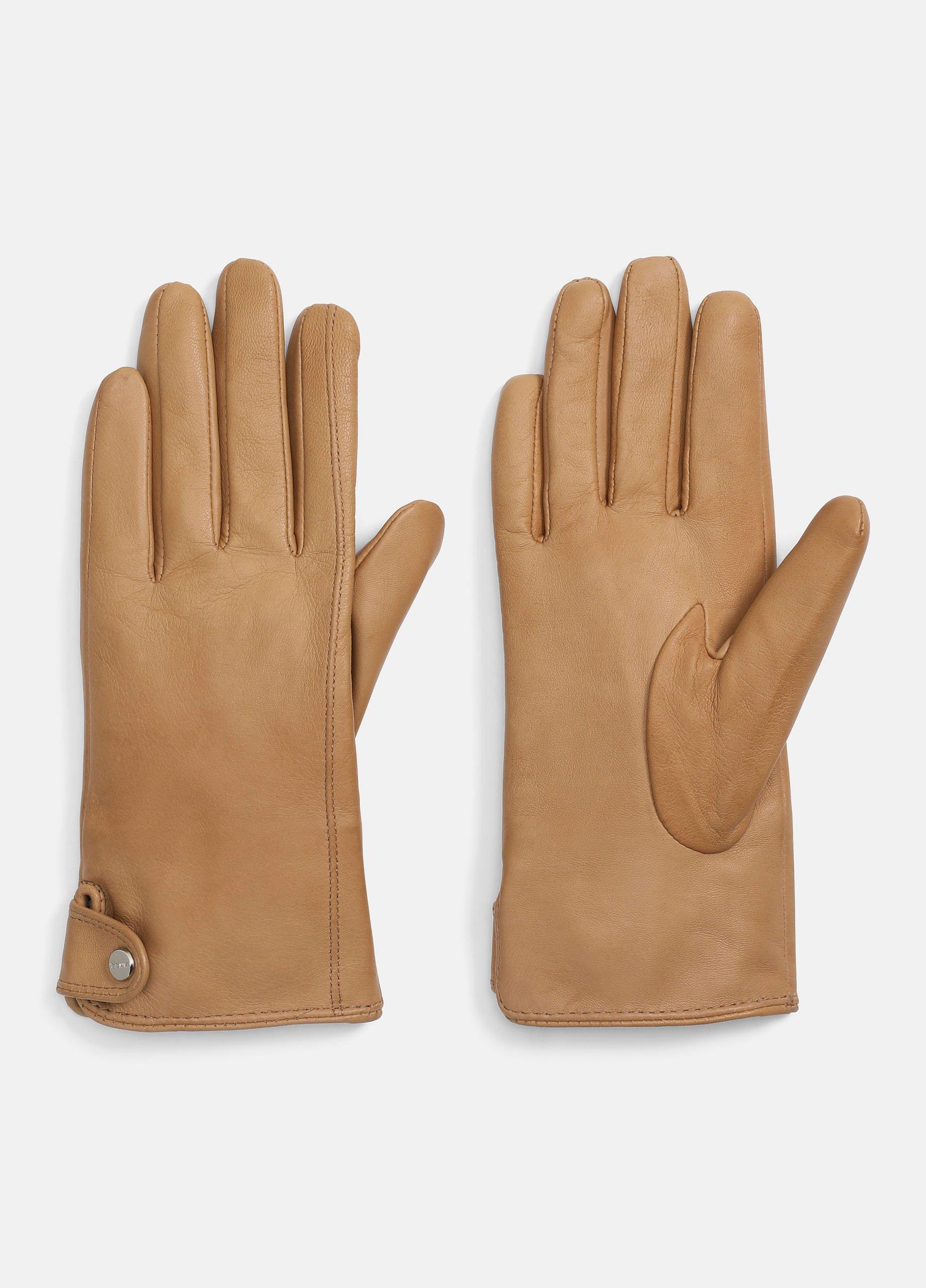 Cashmere-Lined Leather Snap Glove