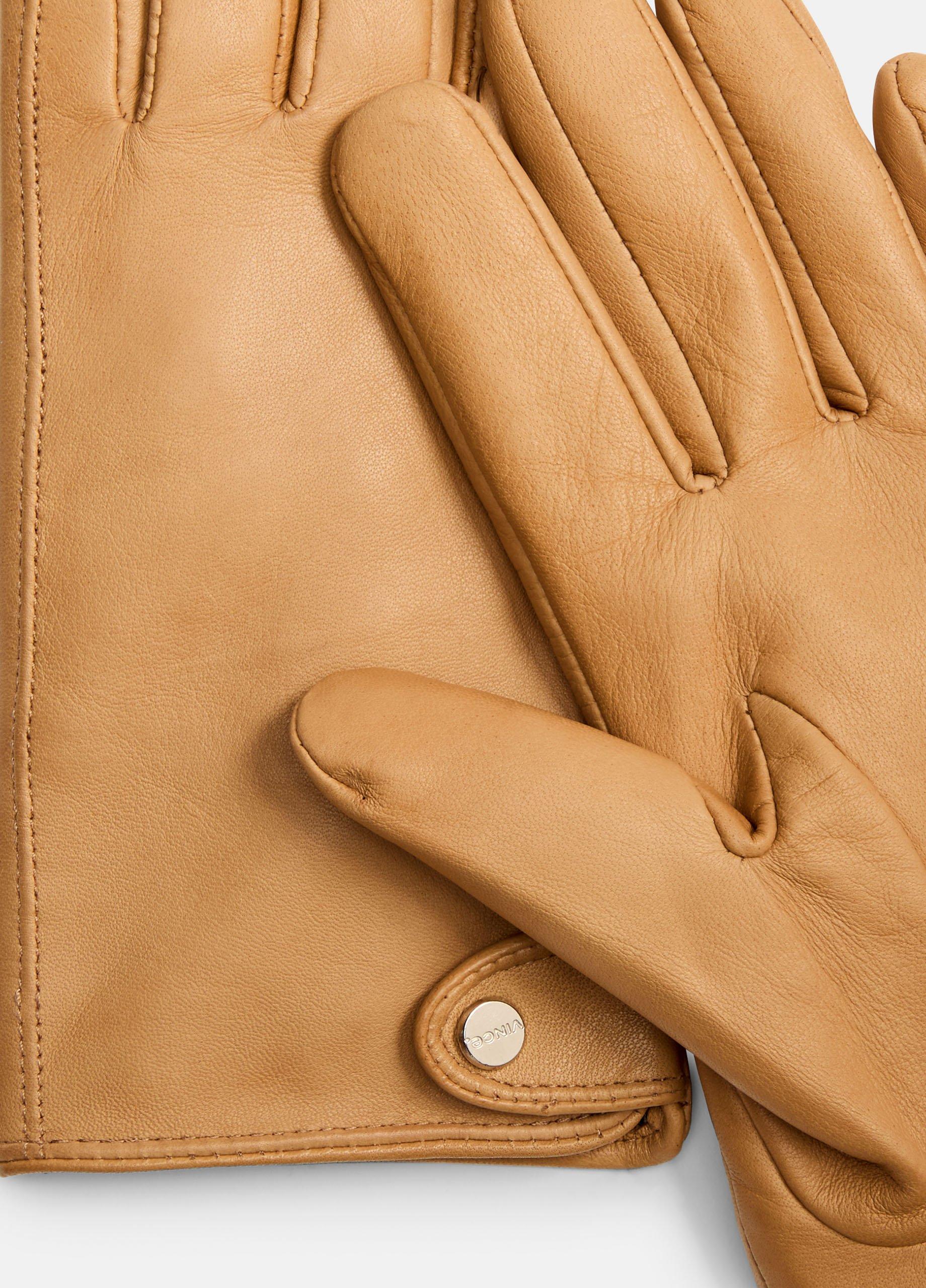 Cashmere-Lined Leather Snap Glove image number 1