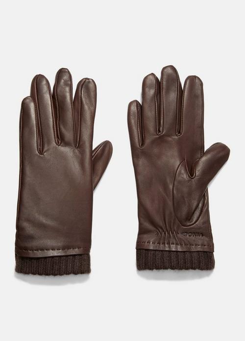 Leather Glove with Cashmere Cuff