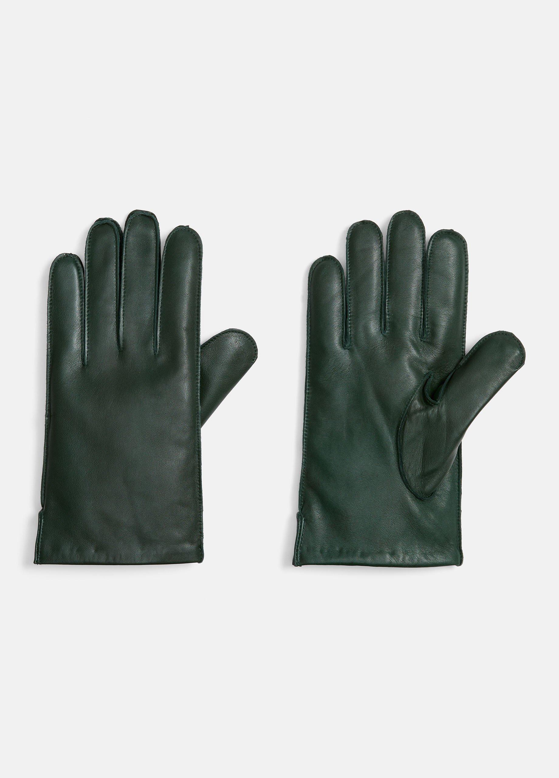 Men's Classic Cashmere-Lined Leather Glove, Deep Hunter, Size L Vince