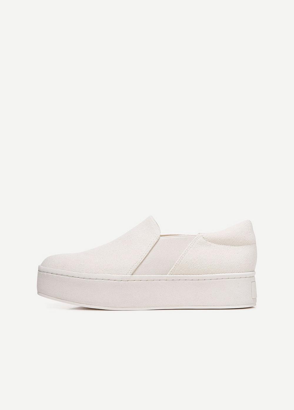 Vince Womens Varley White Leather Fashion Sneaker 