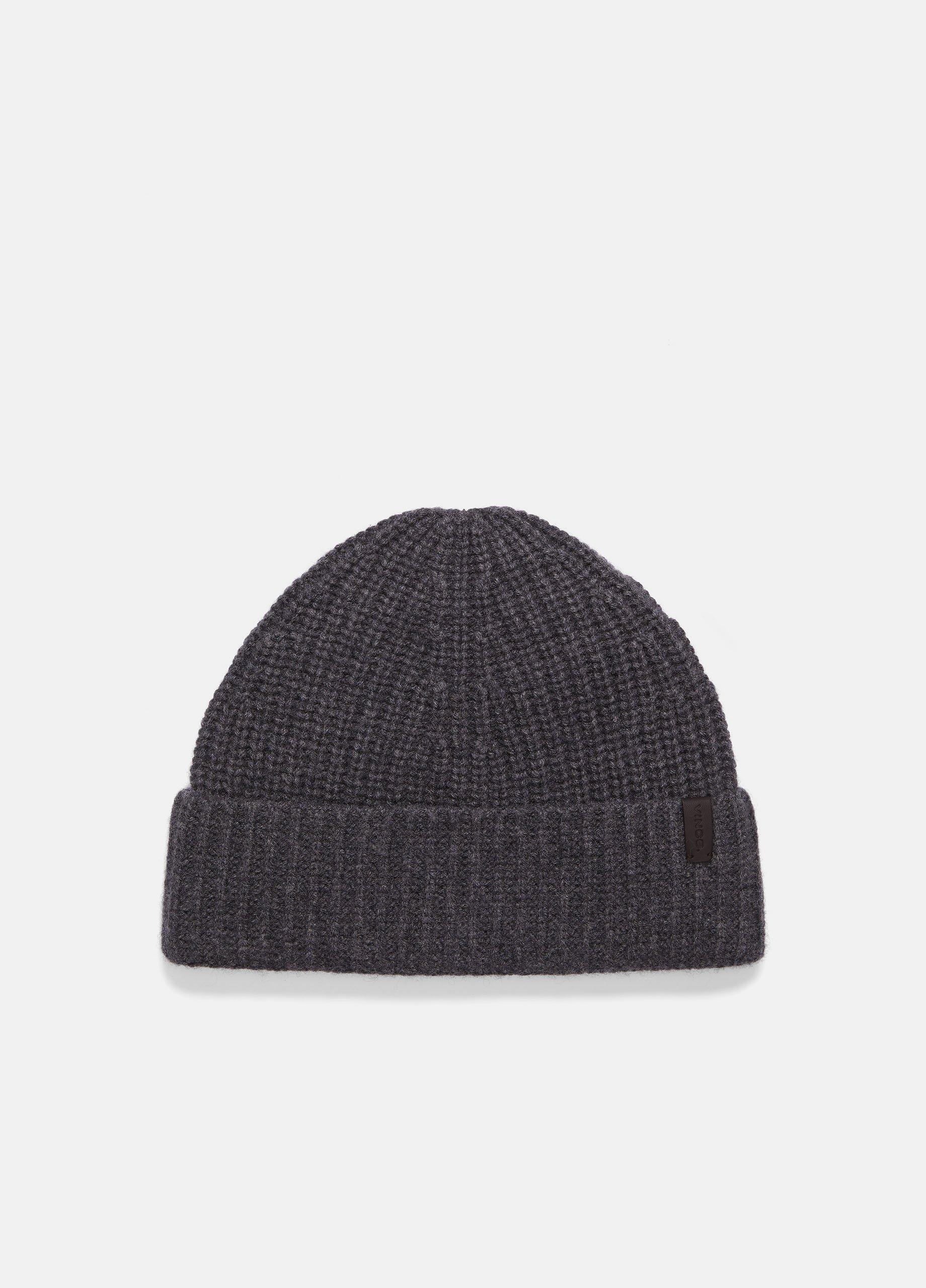 Men's Wool-Cashmere Shaker-stitch Hat, Charcoal Vince