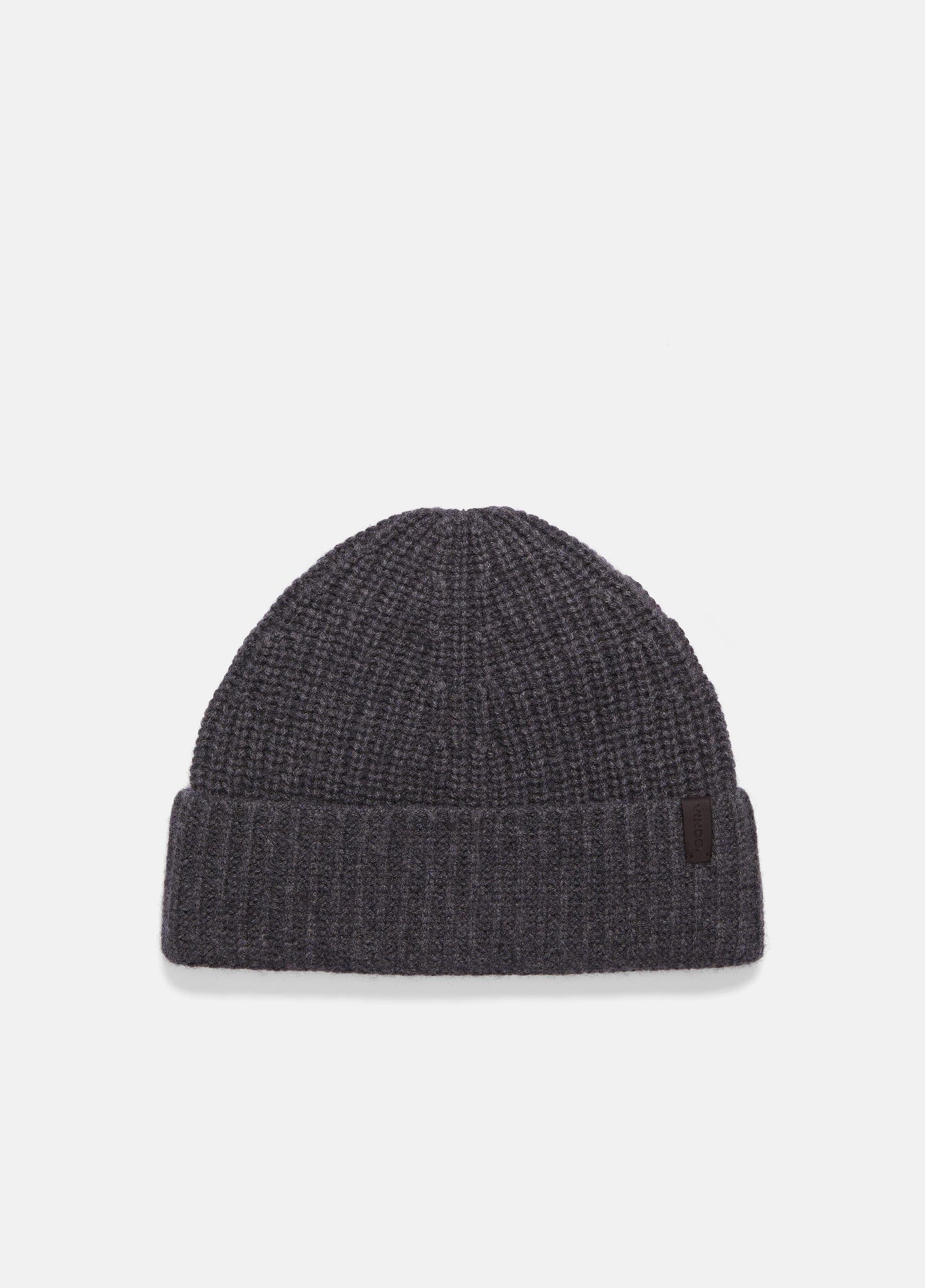 Wool-Cashmere Shaker-stitch Hat, Charcoal Vince