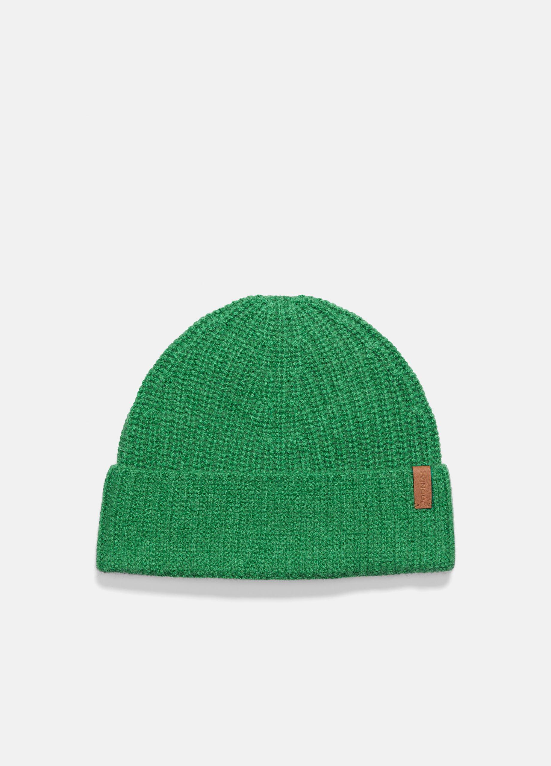 Wool-Cashmere Shaker-stitch Hat, Jade Leaf Vince