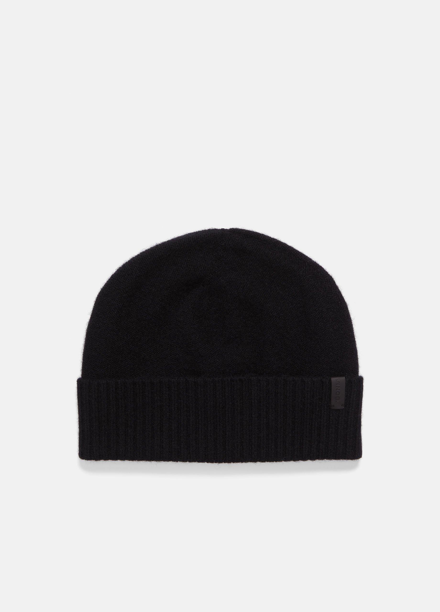 Plush Cashmere Reverse-Knit Cuffed Hat, Black Vince