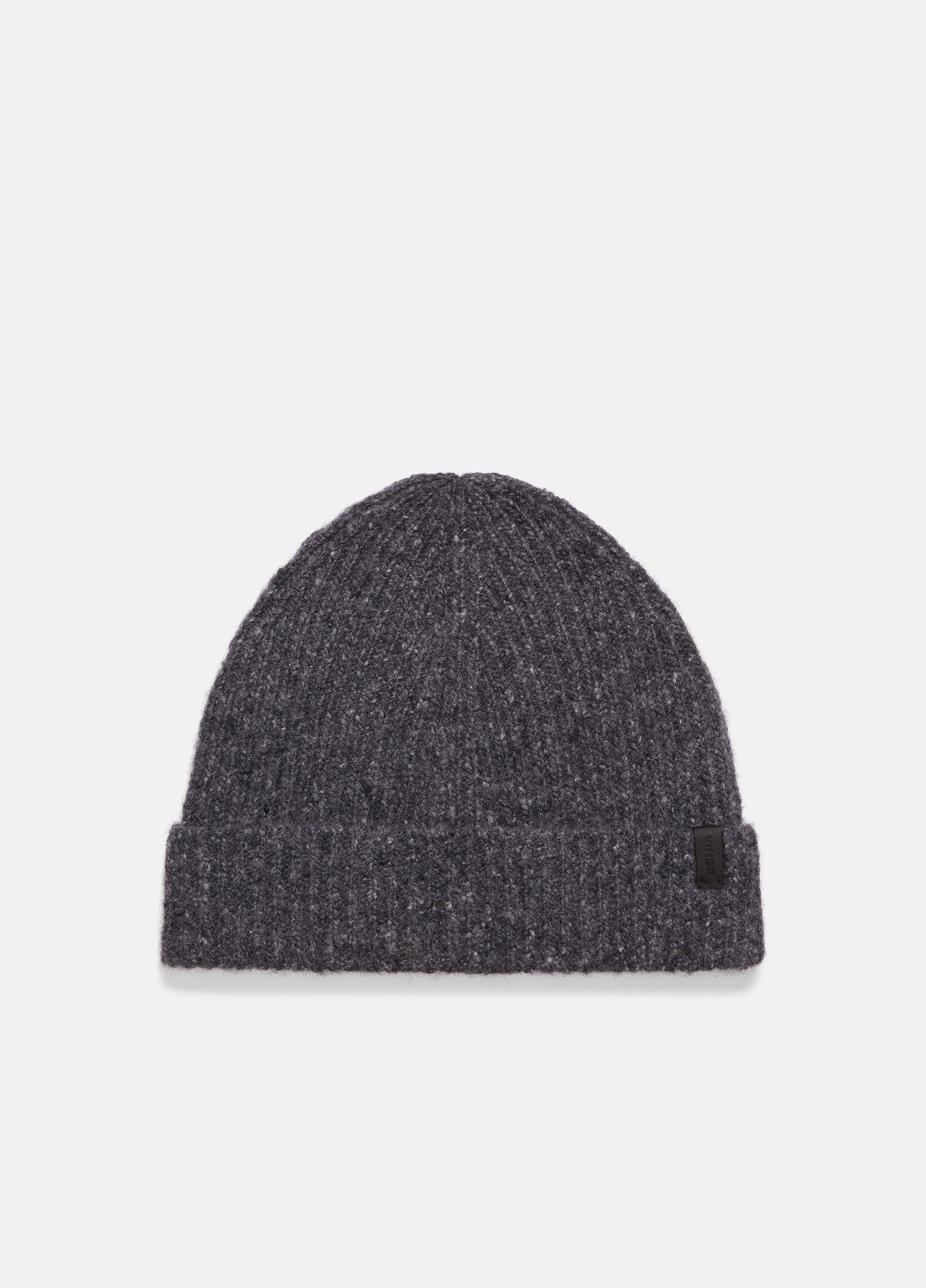 Cashmere Donegal Rib Hat, Charcoal Vince