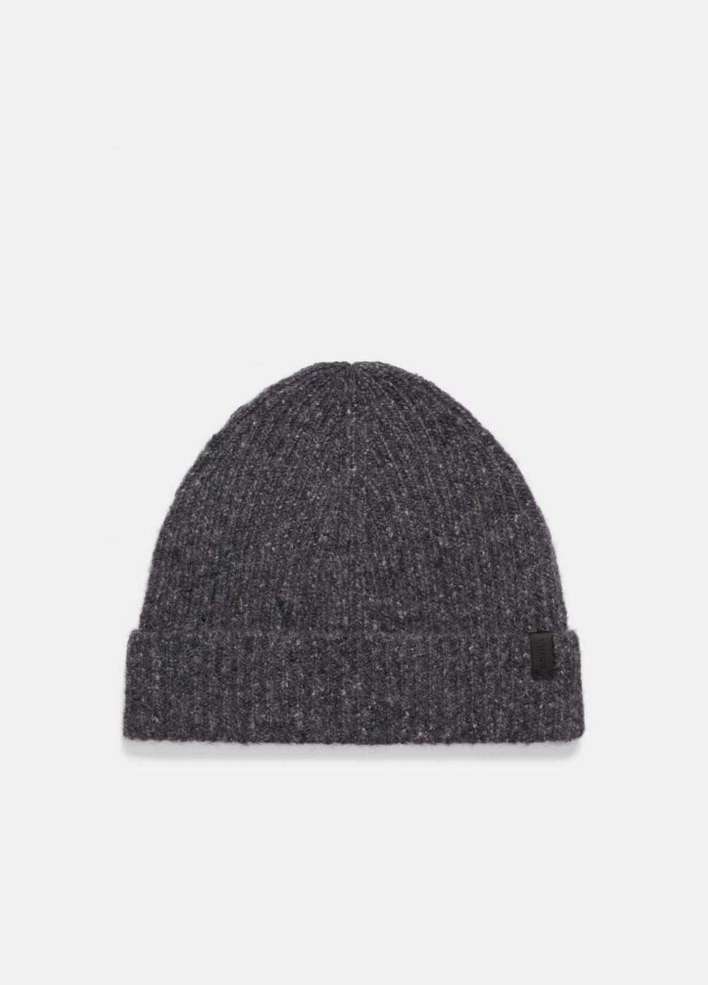 Cashmere Donegal Rib Hat, Charcoal Vince