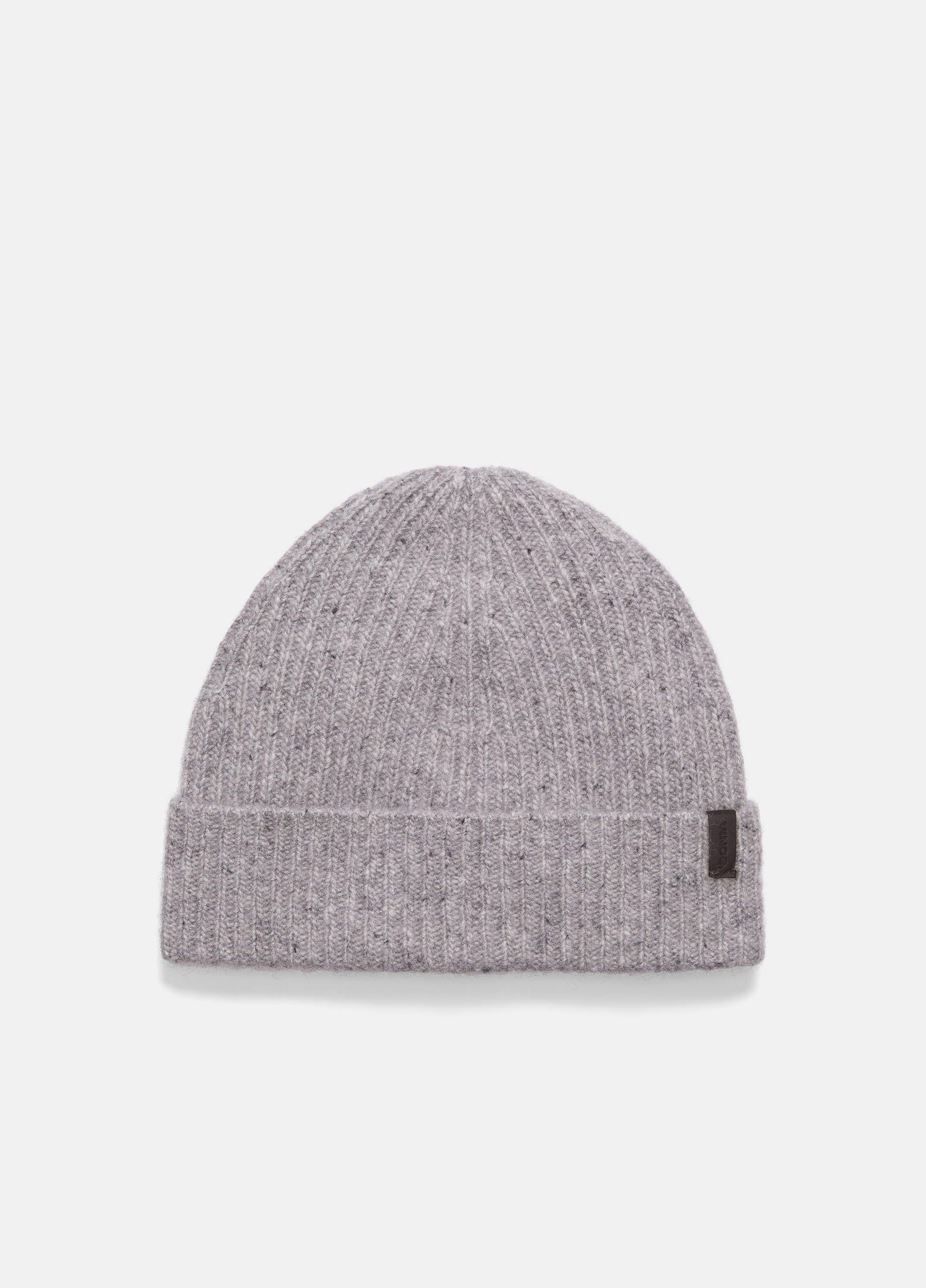 Cashmere Donegal Rib Hat, Heather Grey Vince
