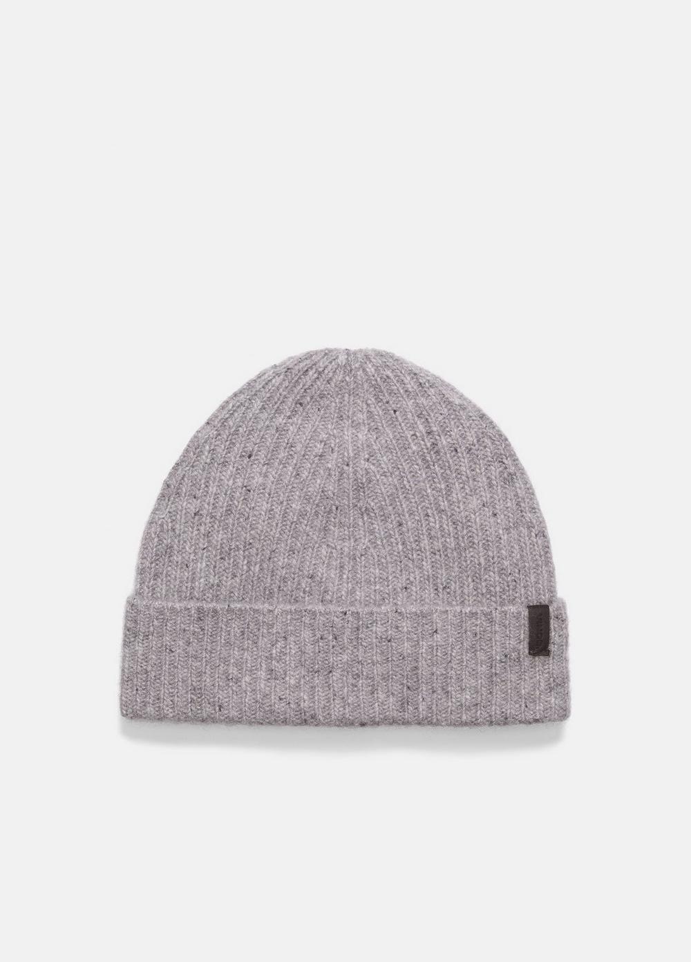 Cashmere Donegal Rib Hat, Heather Grey Vince