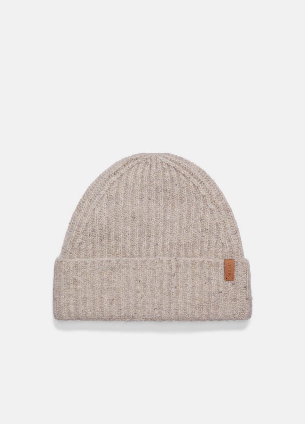 Cashmere Donegal Rib Cuffed Hat, Biscuit Vince