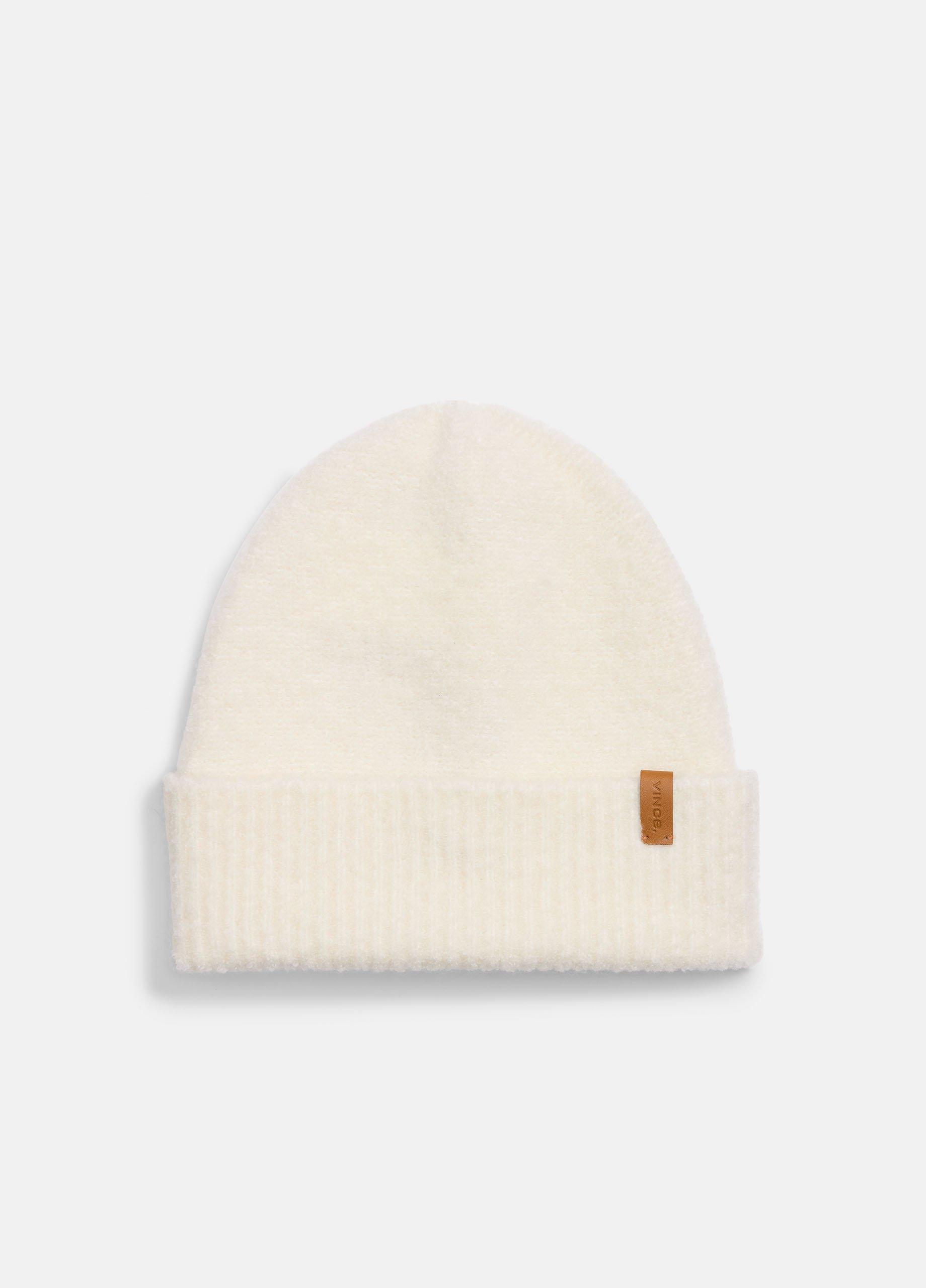 Merino Wool-Blend Bouclé Beanie, White Sand Vince